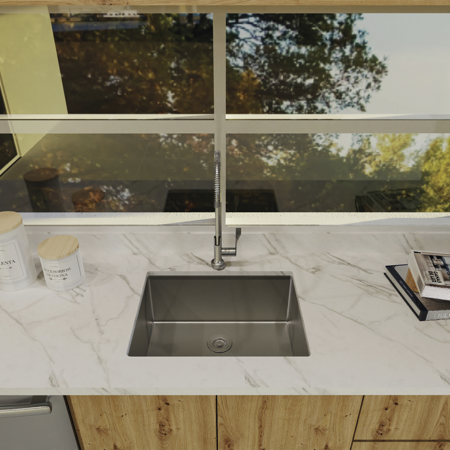 DAX Single Bowl Undermount Kitchen Sink 23" x 18" - R10 - 18G. No Accessories Included (DX-T2318-R10-X).