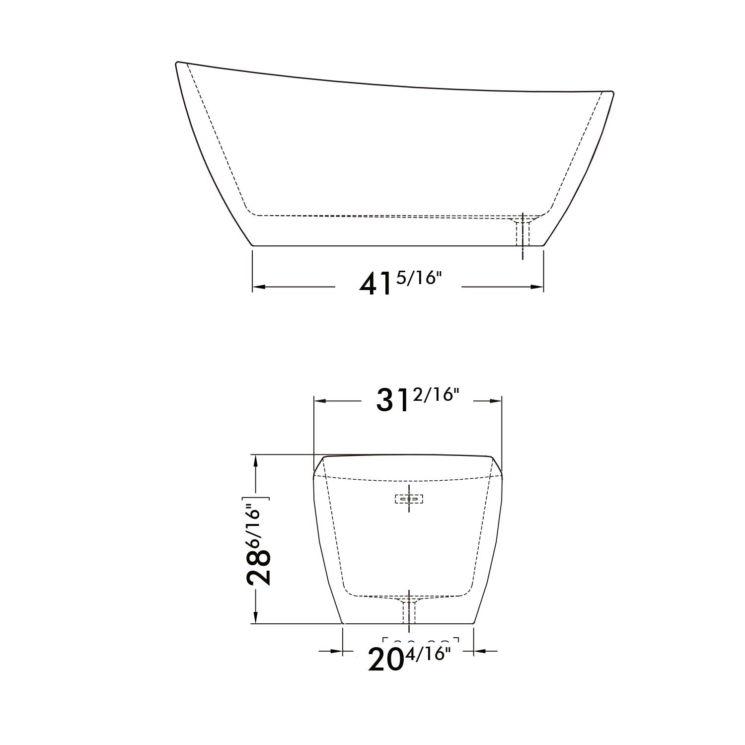 DAX Rectangle Freestanding Acrylic Bathtub Glossy White - 68" x 31" (BT-9078)