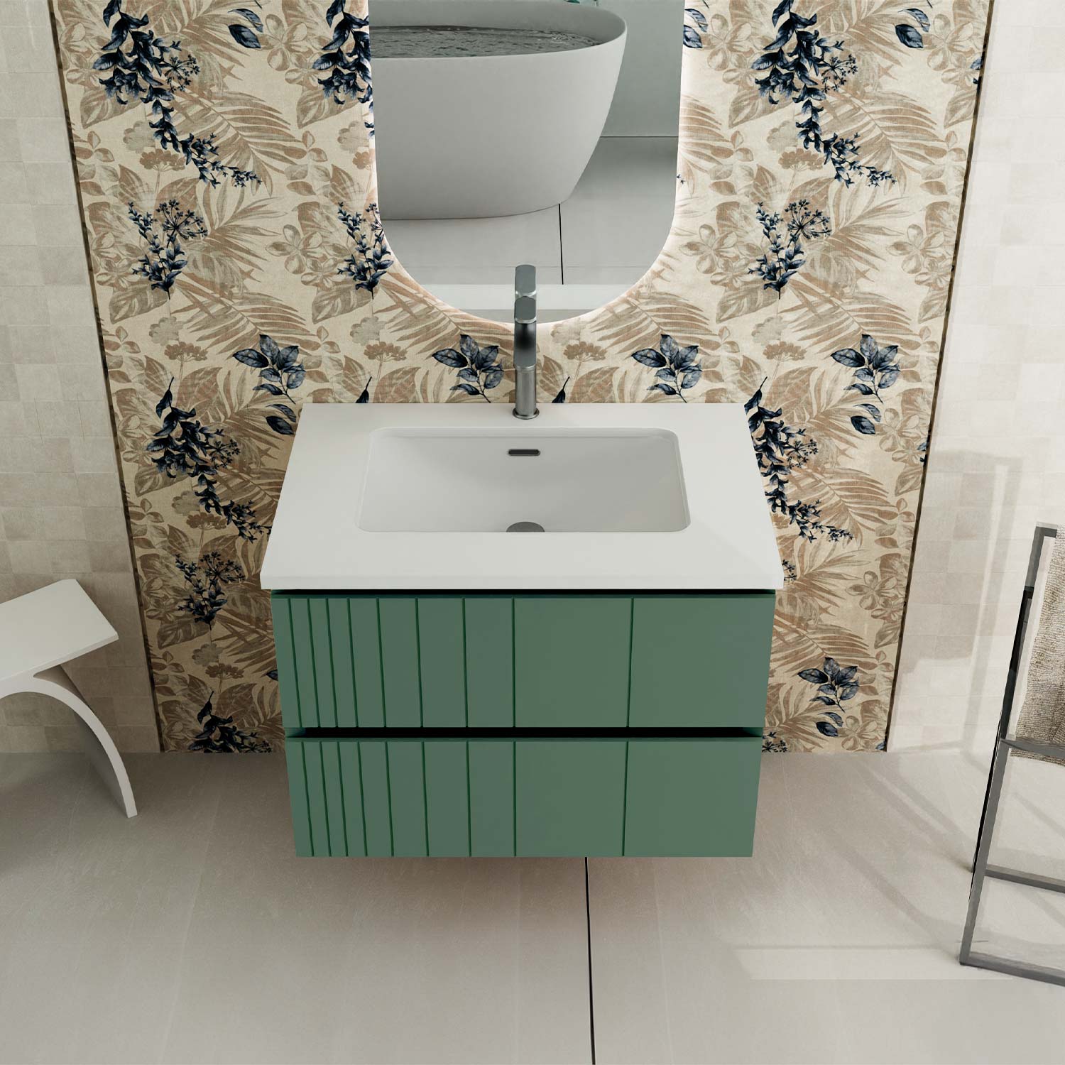 Bathroom Floating and Wall Mounted Vanity Cabinet - Pole Collection by DAX
Wall hung basin unit and POLE model with 2 drawers, playwood material, Greige Matte finish. Ultra-slim metal drawers, with total extraction, silent closing system and 3 adjustment settings, no tools required