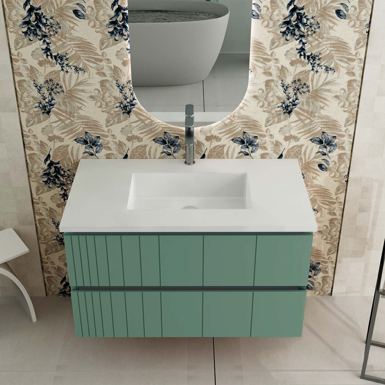 Bathroom Floating and Wall Mounted Vanity Cabinet - Pole Collection by DAX
Wall hung basin unit and POLE model with 2 drawers, playwood material, Greige Matte finish. Ultra-slim metal drawers, with total extraction, silent closing system and 3 adjustment settings, no tools required