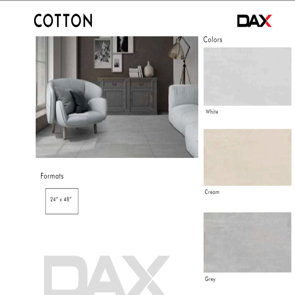 Flooring and Tile Collections by DAX
High-quality and durable flooring tiles, available in a wide range of colors and textures. Perfect for any space, combining strength with stylish versatility. We offer the highest quality in our diverse lines of ceramic tile. Design and good taste combine to elevate the ambiance you want to create. Each of our showrooms and online stores features the latest international trends that will set the standard from 2025 to 2030. Order now in Daxib.com