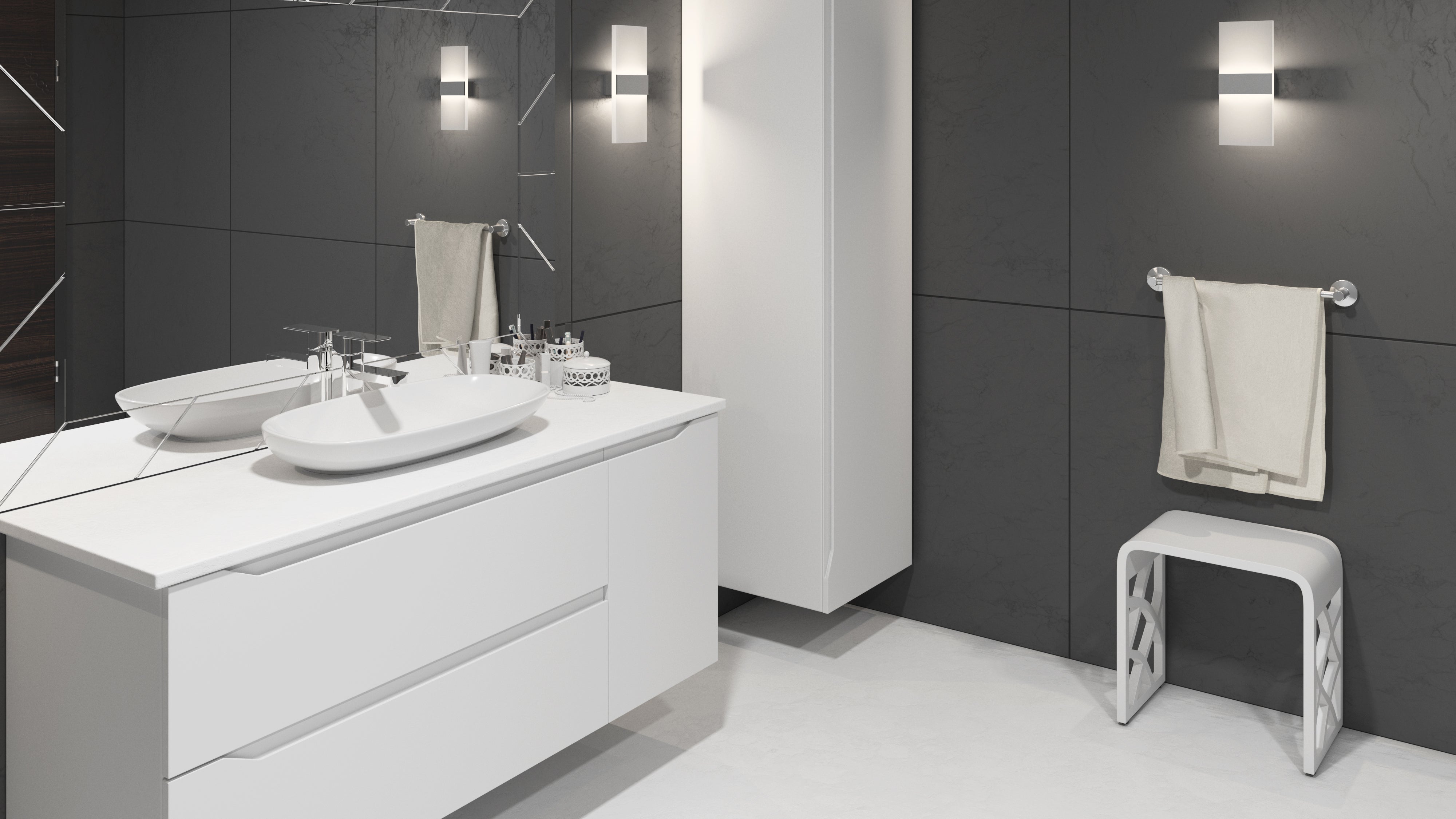 Taburete de baño de superficie sólida DAX - Negro mate (DAX-ST-05-B)