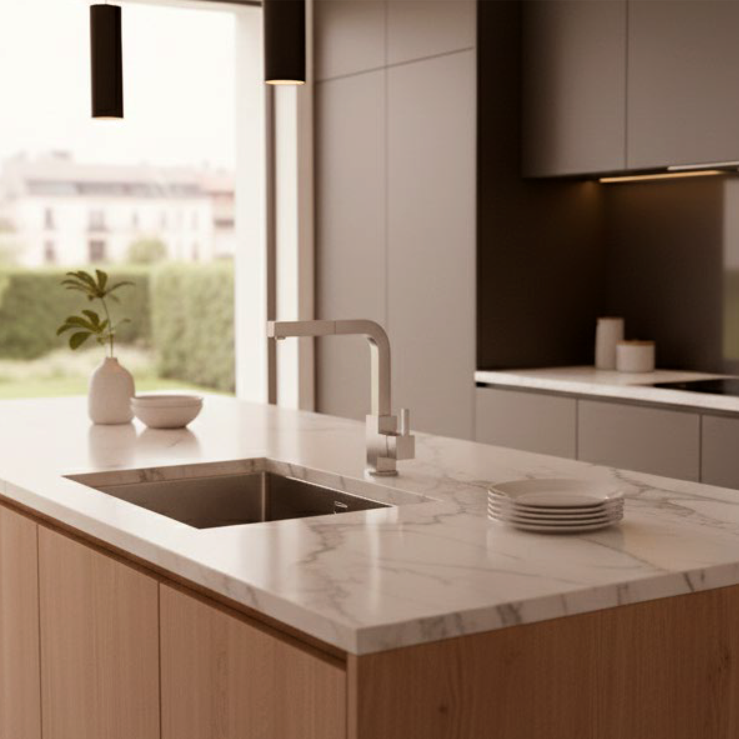 Grifo monomando extraíble para cocina DAX - Níquel cepillado (DAX-12072-BN)