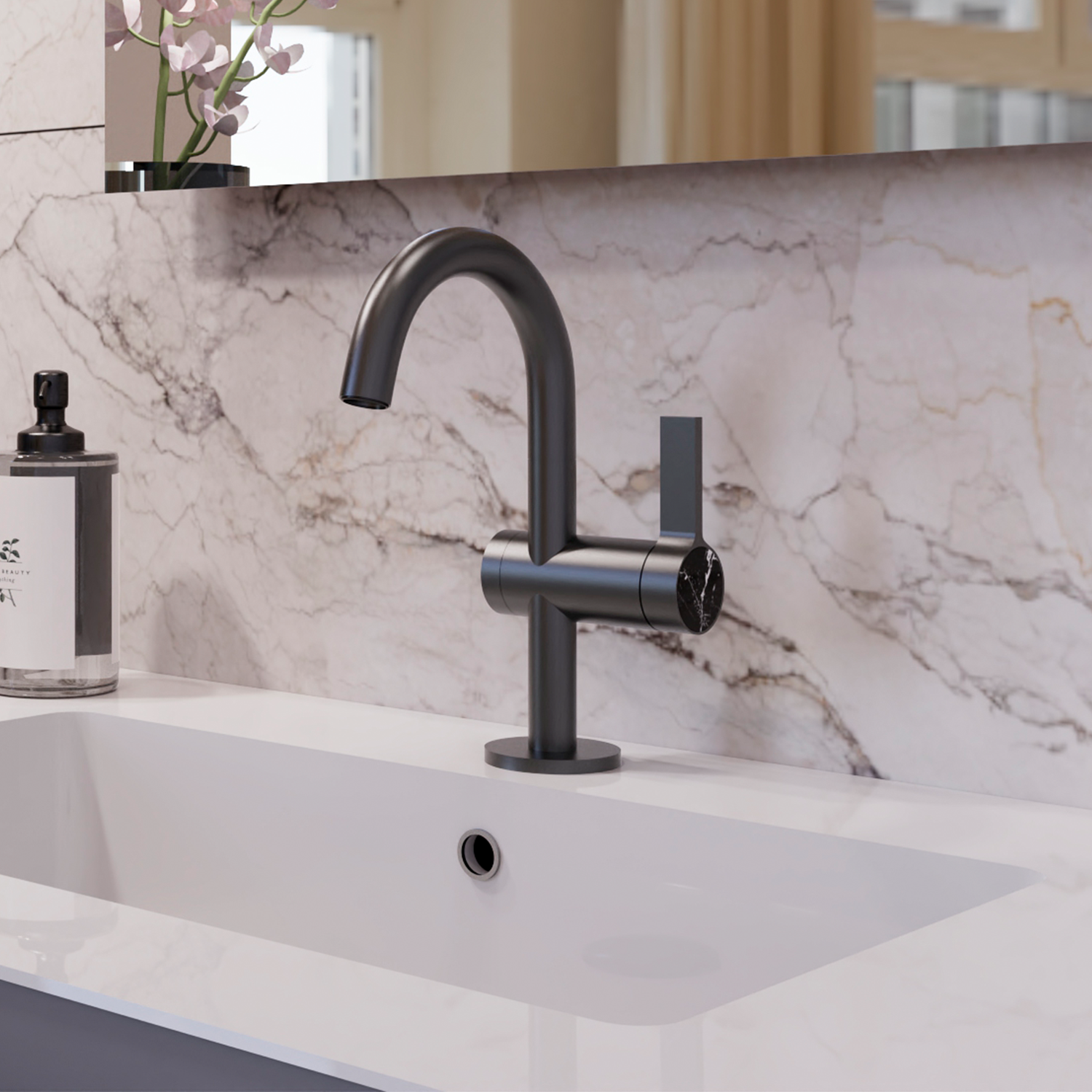 DAX Portofino Single Handle Bathroom Faucet - Gun Metal Finish (DAX-4341A-GM)