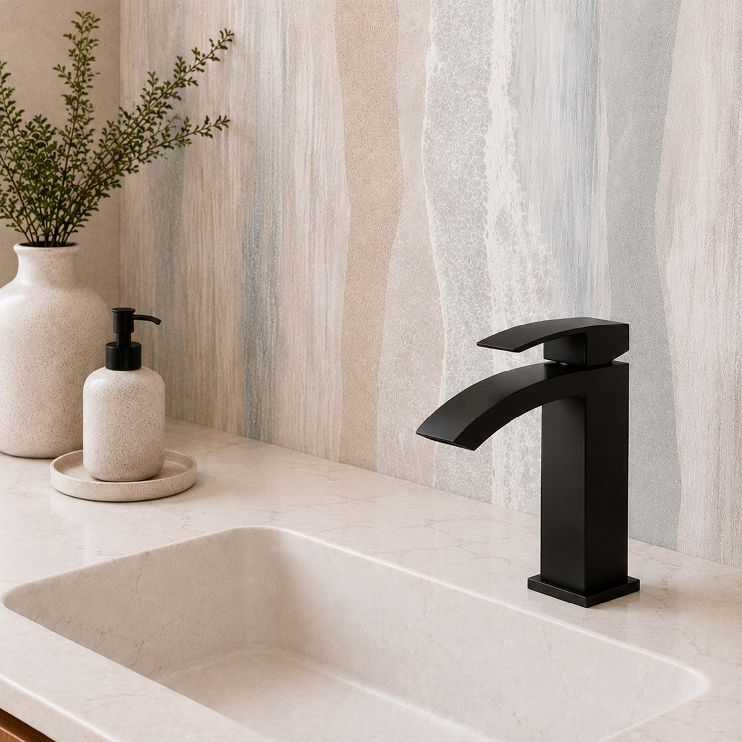 DAX Single Handle Waterfall Bathroom Faucet, Brass Body, 4-7/8 x 7 Inches (DAX-6690A)