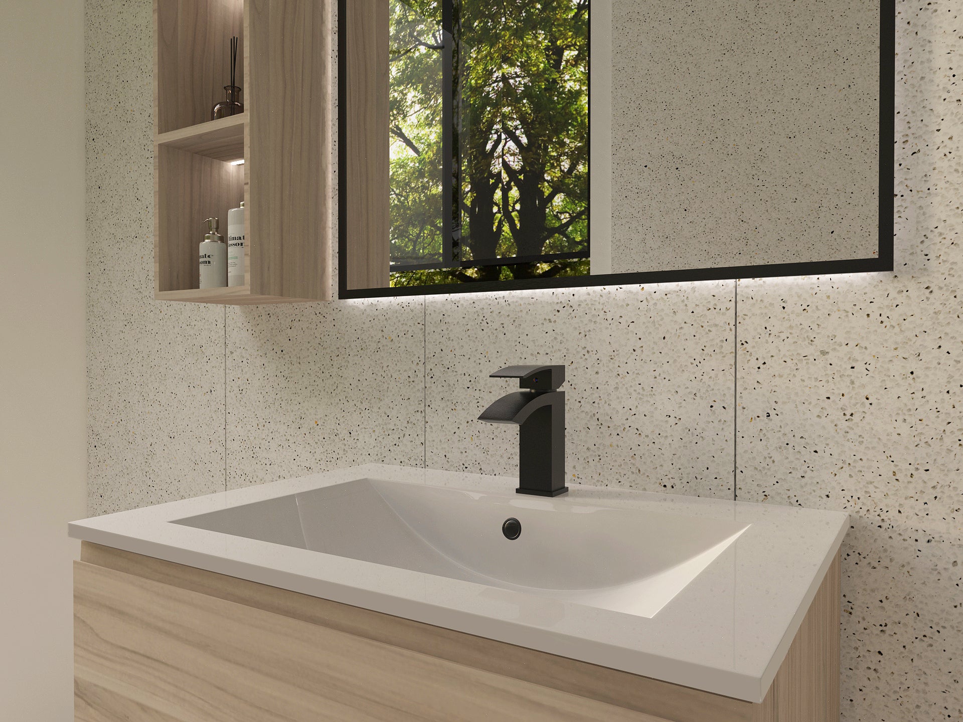 DAX Single Handle Waterfall Bathroom Faucet, Brass Body,  4-7/8 x 7 Inches (DAX-6690A)