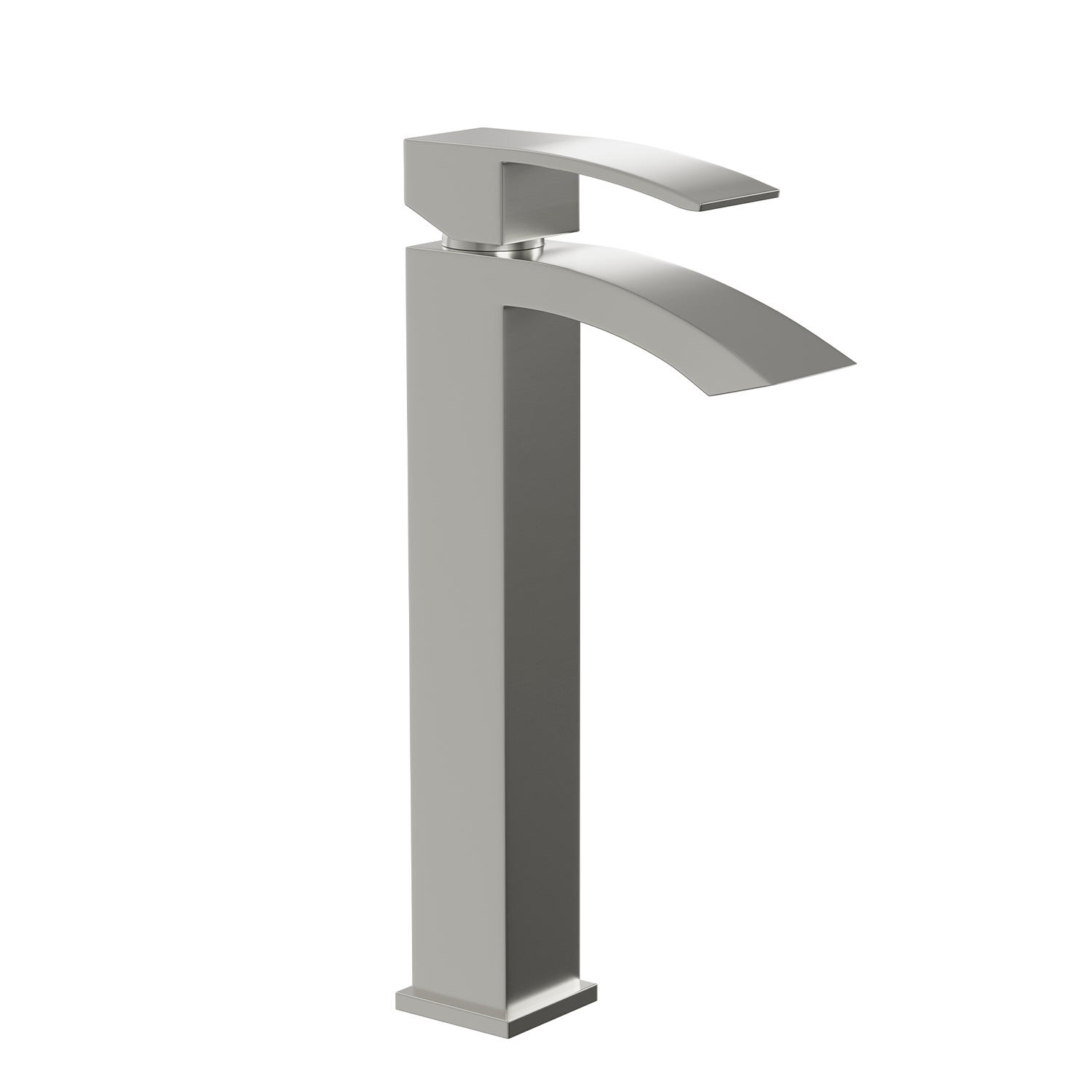 DAX Single Handle Waterfall Vessel Sink Faucet, Brass Body, Brushed Finish, 4-15/16 x 12-5/16 Inches (DAX-6690B-BN)