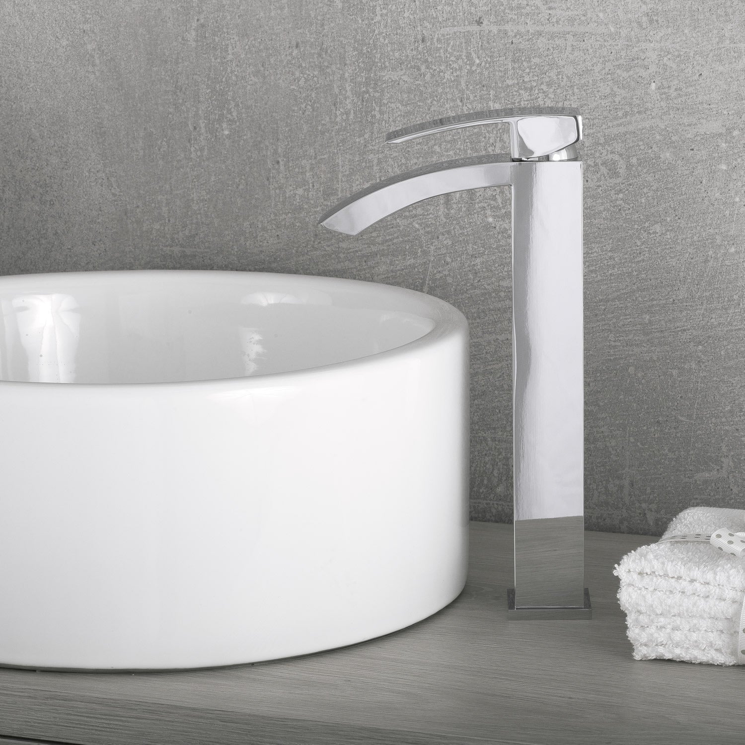 DAX Single Handle Waterfall Vessel Sink Faucet, Brass Body, Brushed Finish, 4-15/16 x 12-5/16 Inches (DAX-6690B-BN)