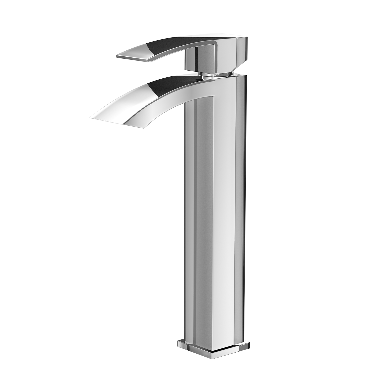DAX Single Handle Waterfall Vessel Sink Faucet, Brass Body, Brushed Finish, 4-15/16 x 12-5/16 Inches (DAX-6690B-BN)