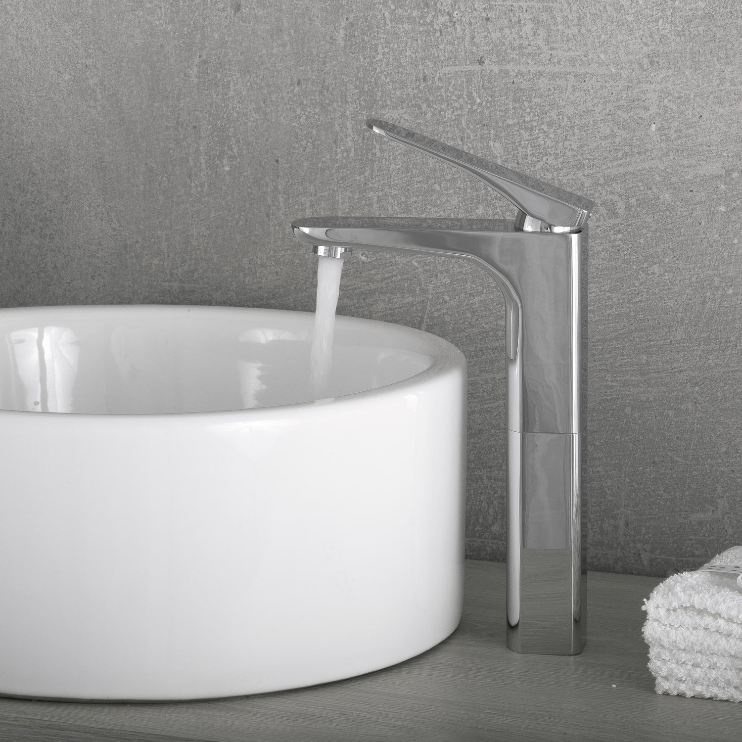 DAX Single Handle Vessel Sink Bathroom Faucet, Brass Body, Brushed Finish, 5-3/16 x 10-15/16 Inches (DAX-805L)