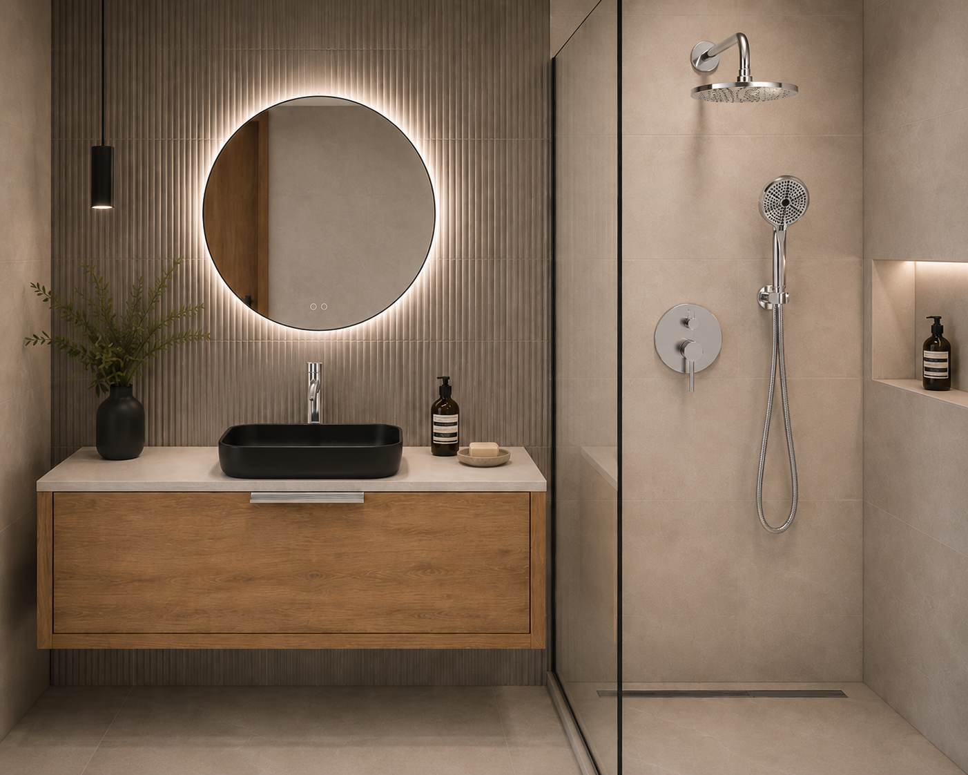 DAX Salerno Round Shower System with Hand Shower