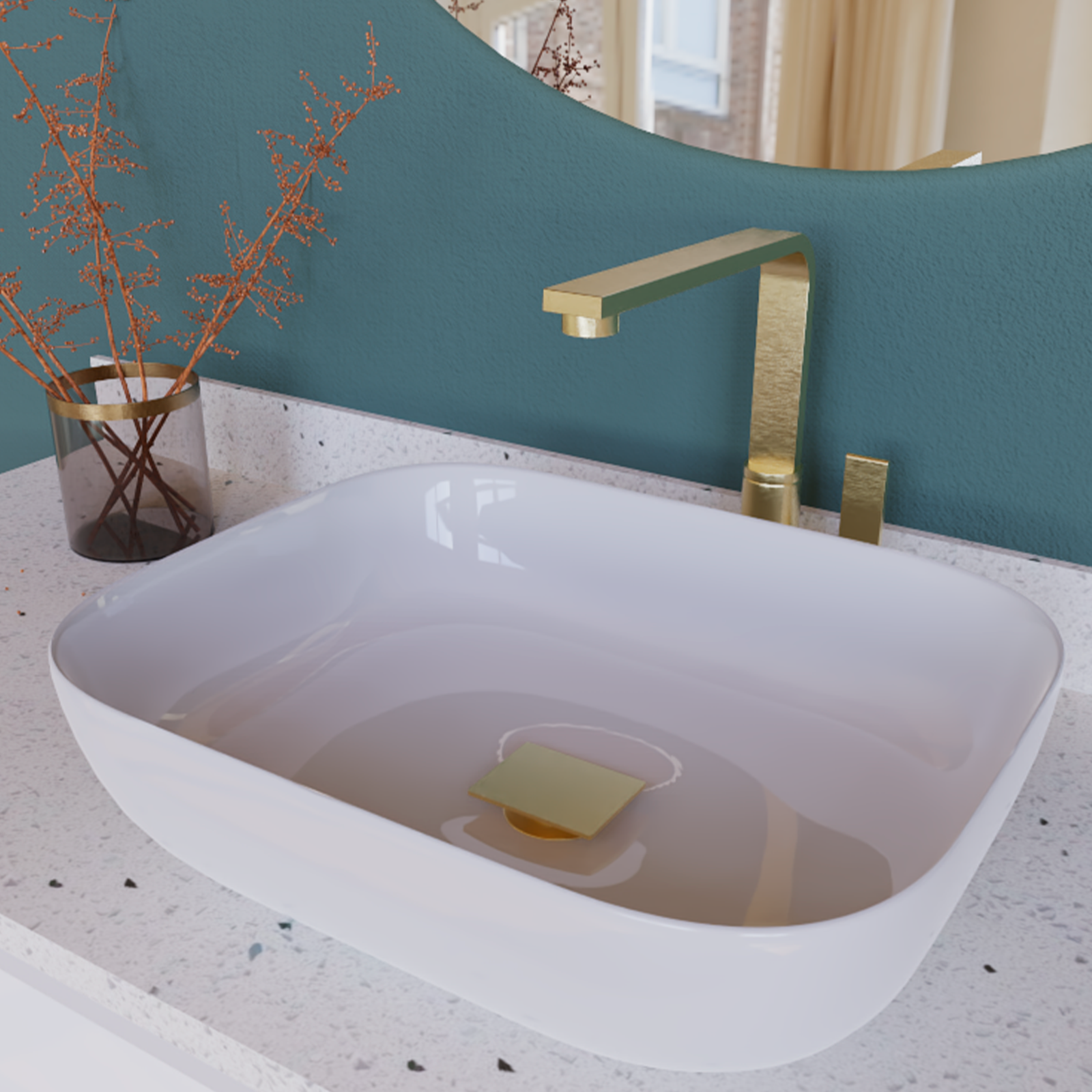 DAX Square Vanity Sink Pop up Drain, Brass Body, 2-3/4 x 8-7/8 Inches (DAX-82012)