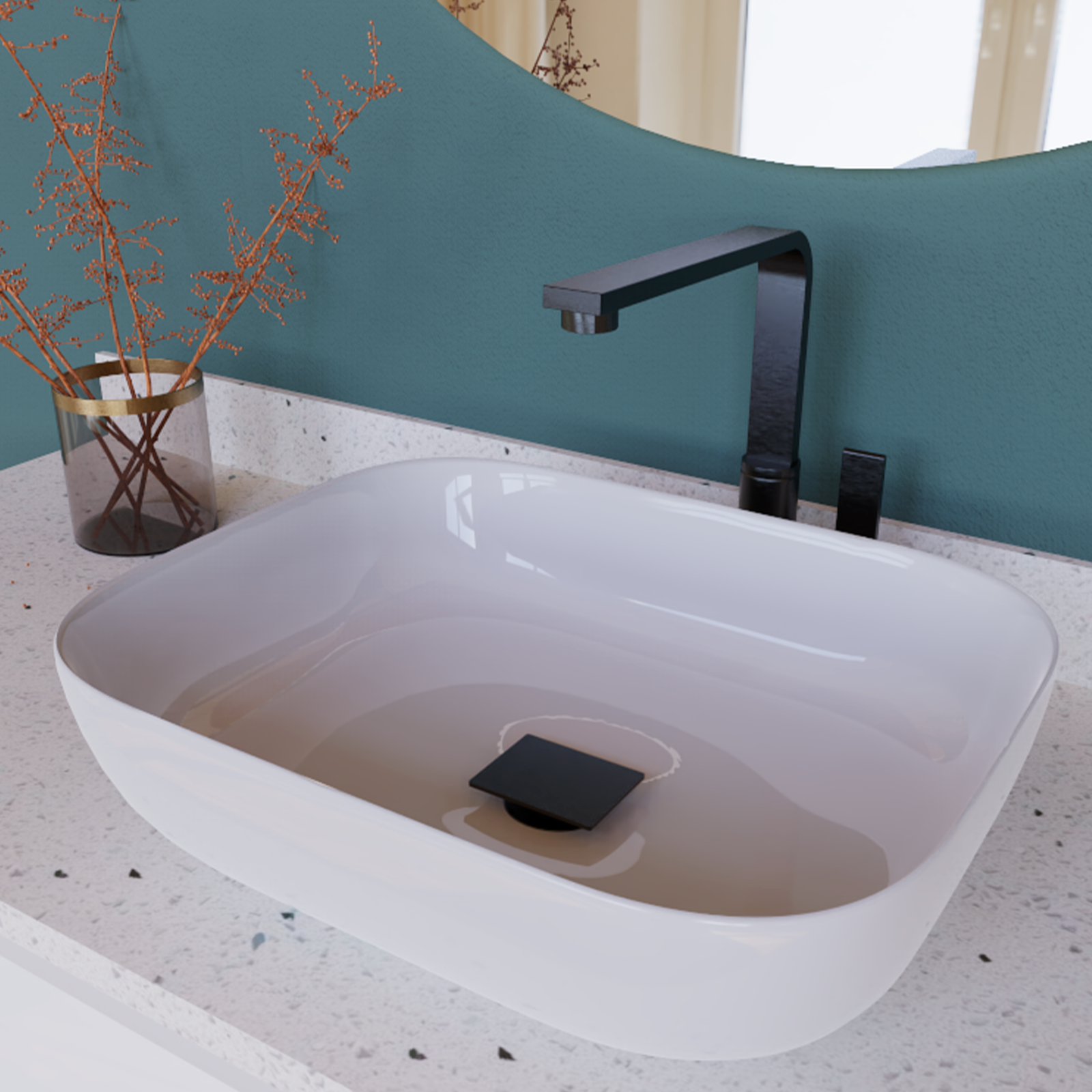 DAX Square Vanity Sink Pop up Drain, Brass Body, 2-3/4 x 8-7/8 Inches (DAX-82012)