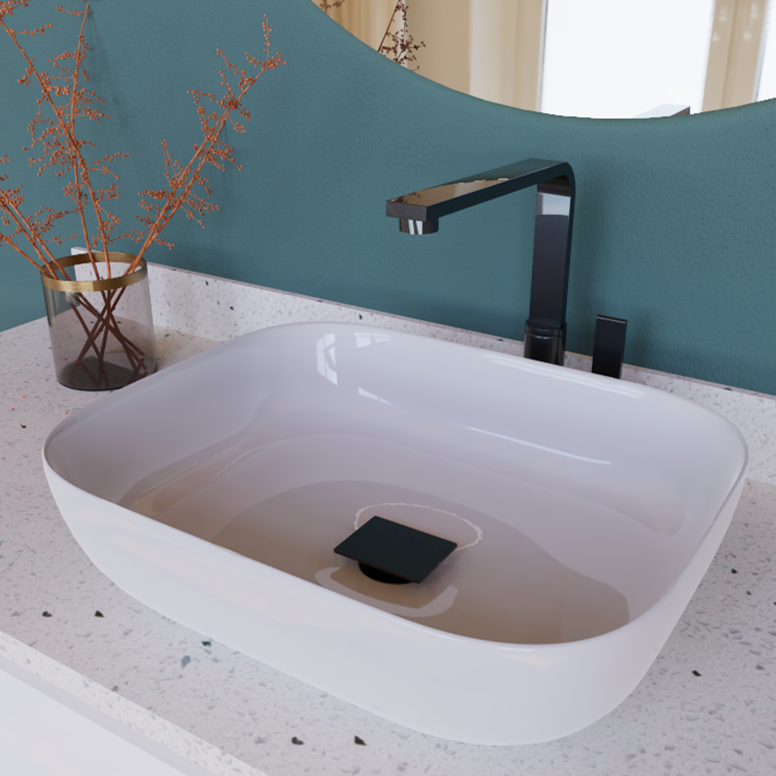 DAX Square Vanity Sink Pop up Drain, Brass Body, 2-3/4 x 8-7/8 Inches (DAX-82012)