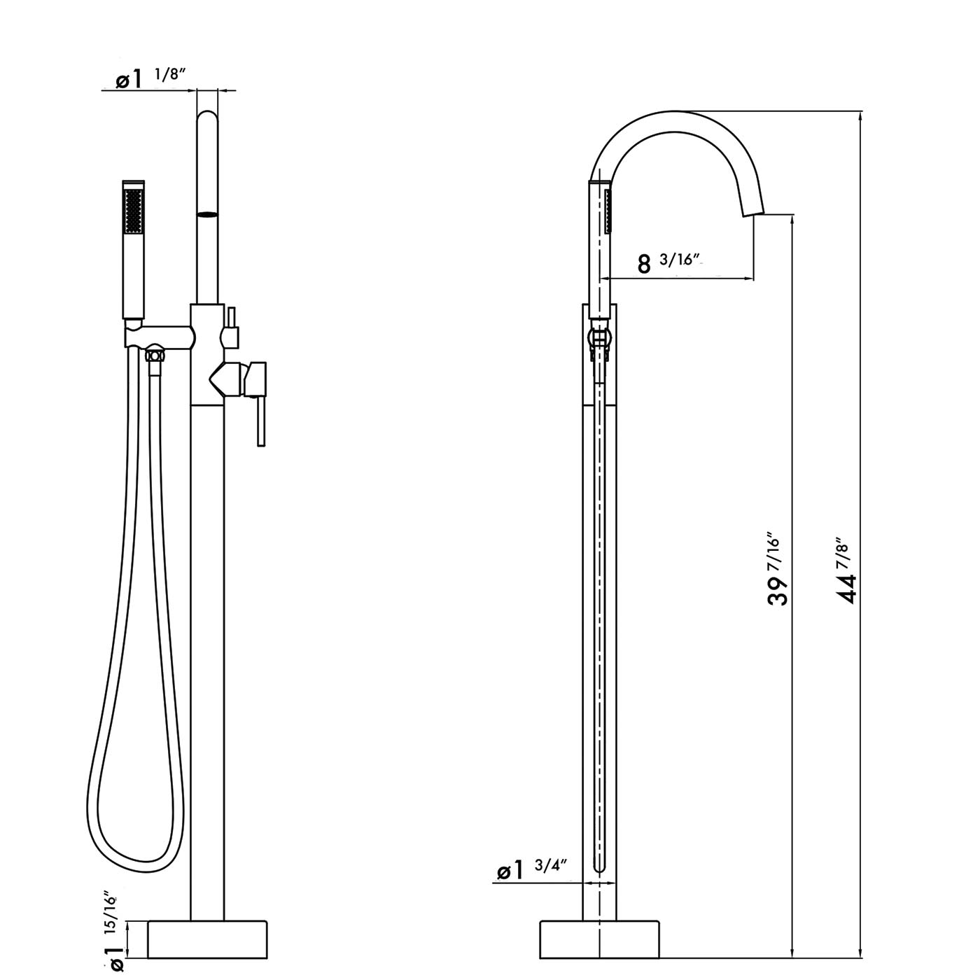 DAX Salerno Freestanding Bathtub Filler (DAX-8285-BG)