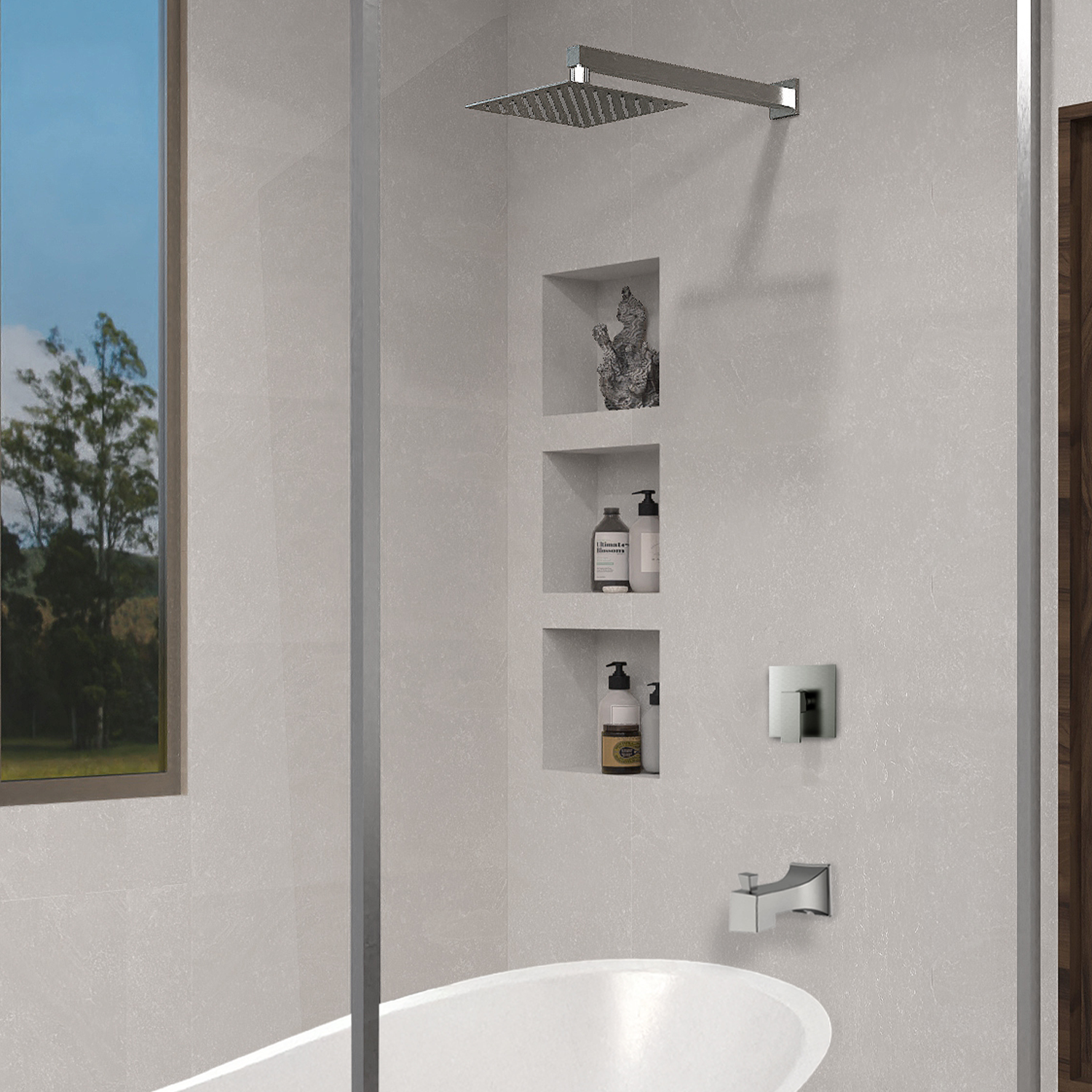 Square shower system with hand shower - Roma Collection