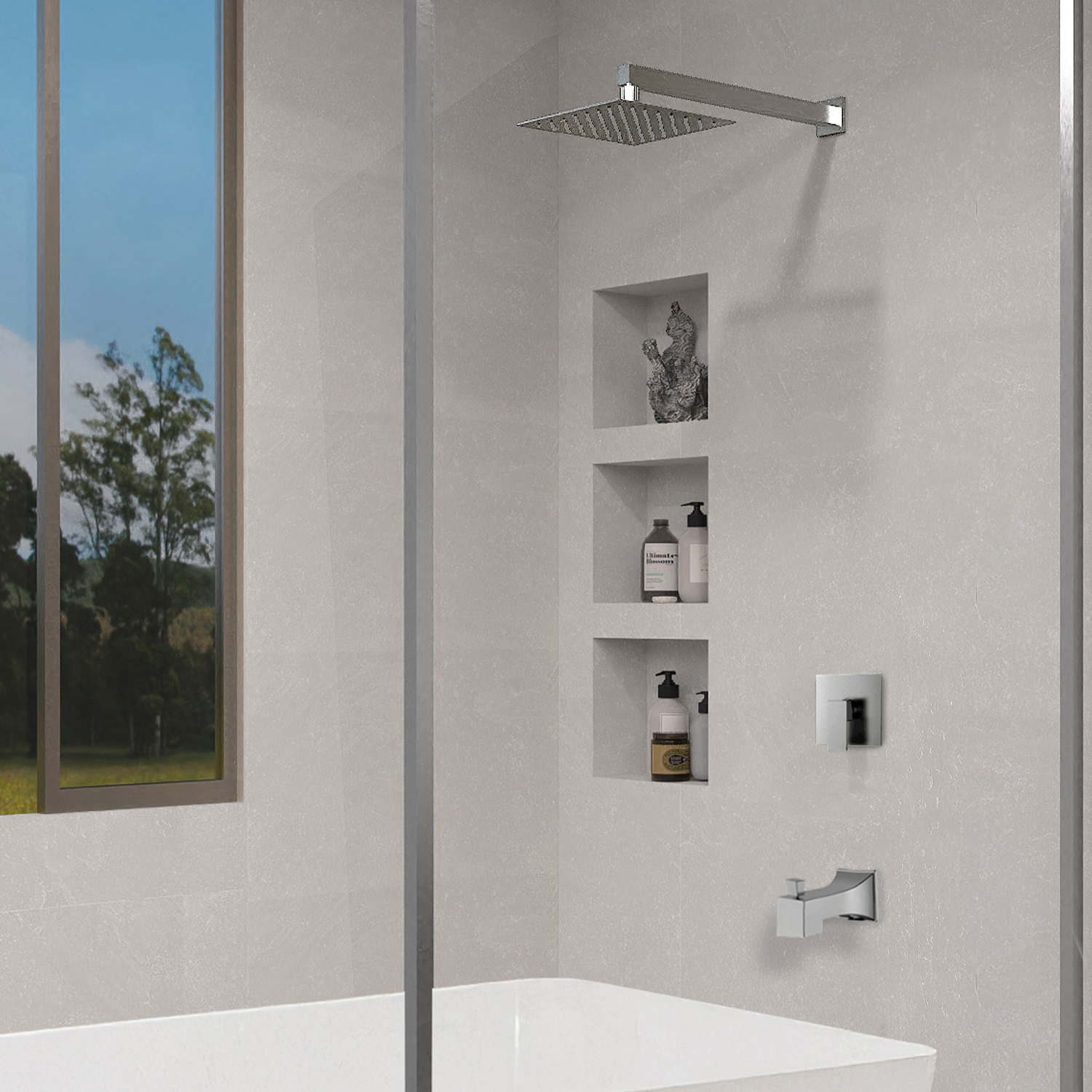 Square shower system with hand shower - Roma Collection