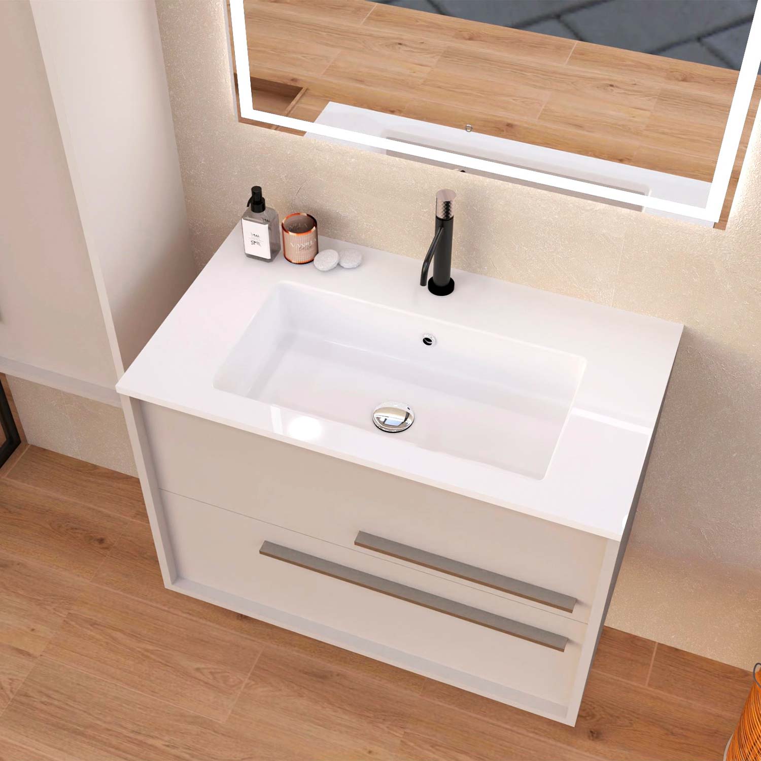 Aqua Bathroom Single Vanity Cabinet with Basin Included