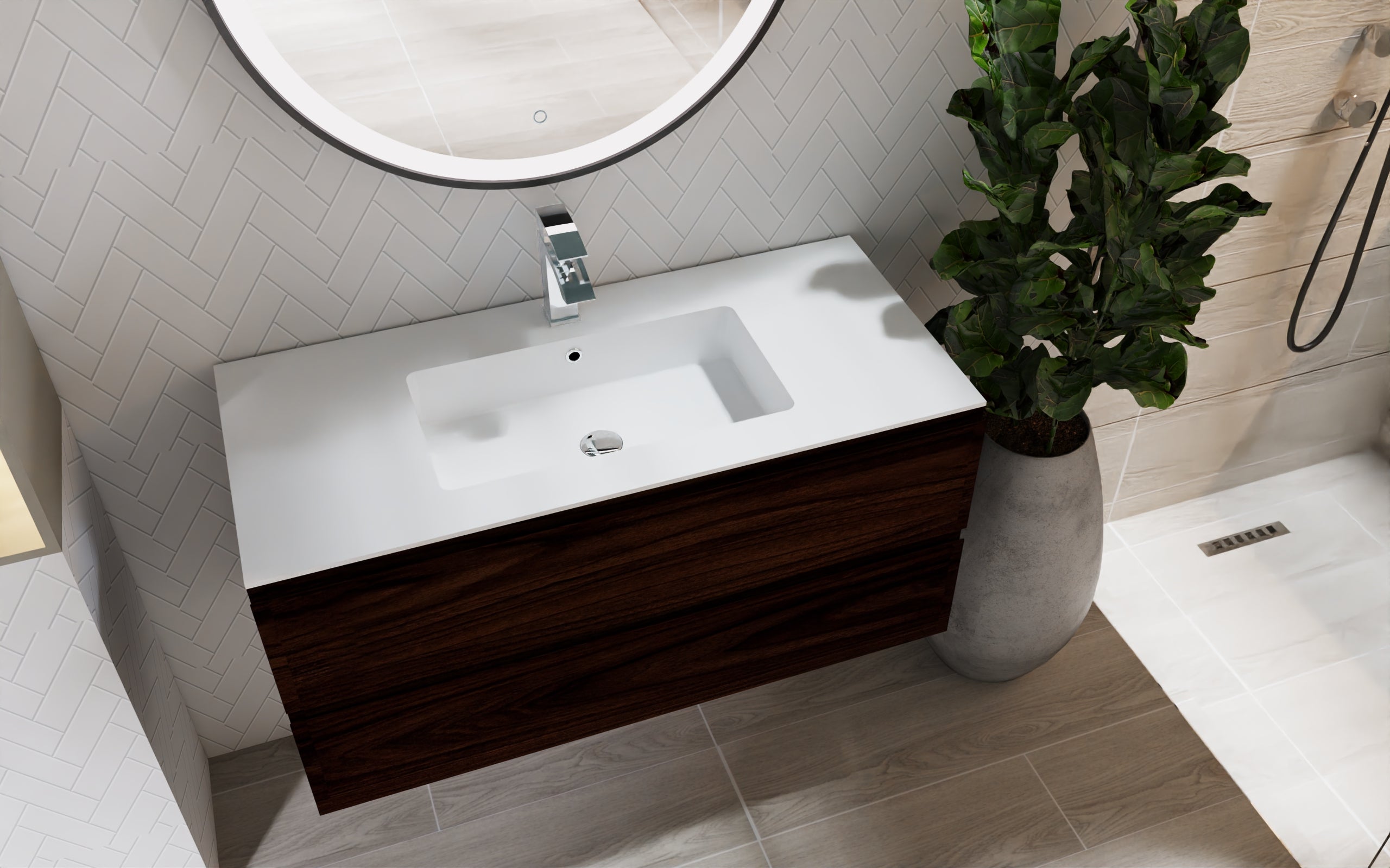 Pasadena Single Bathroom Vanity Cabinet with Onix Ceramic Basin