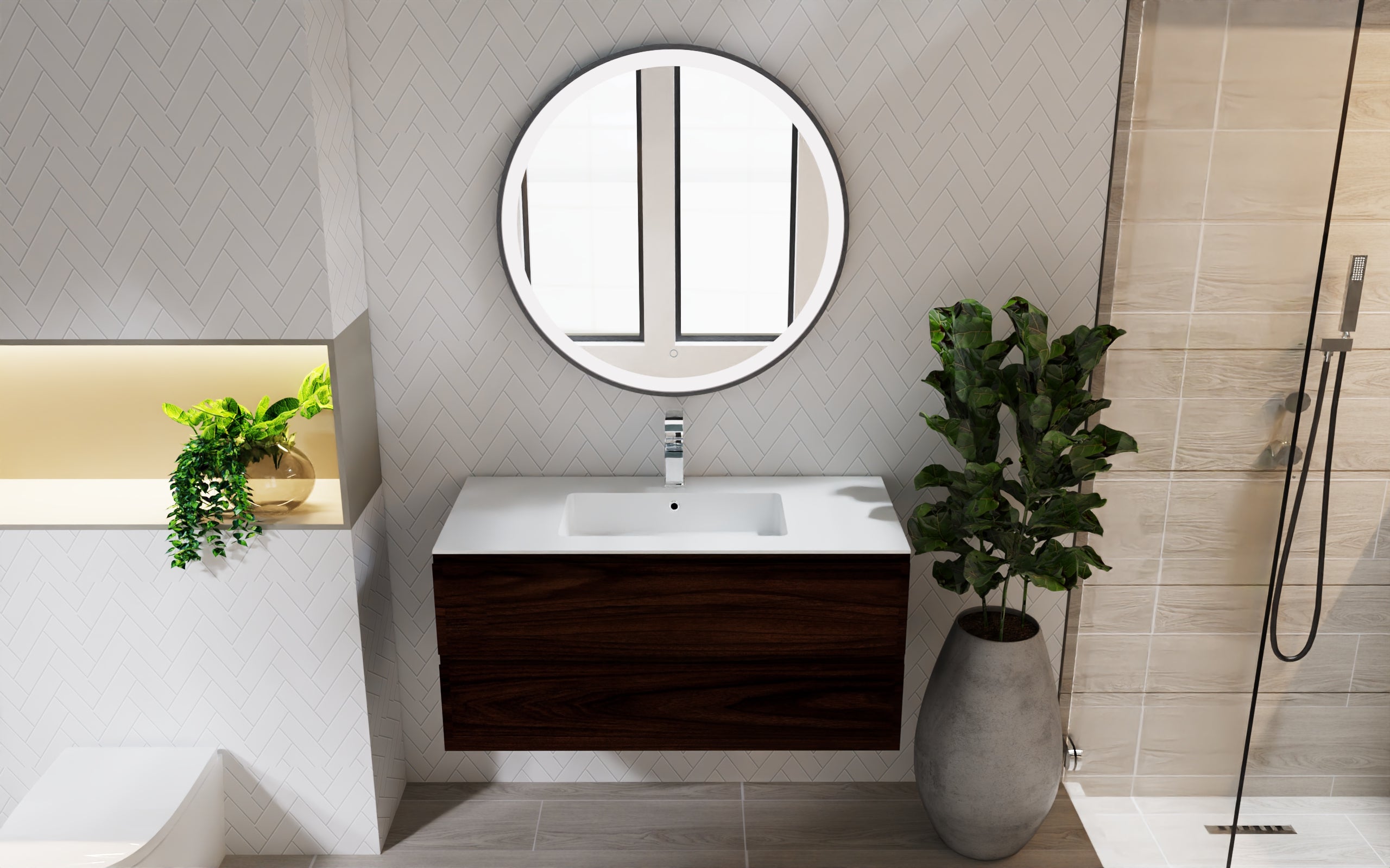 Pasadena Single Bathroom Vanity Cabinet with Onix Ceramic Basin