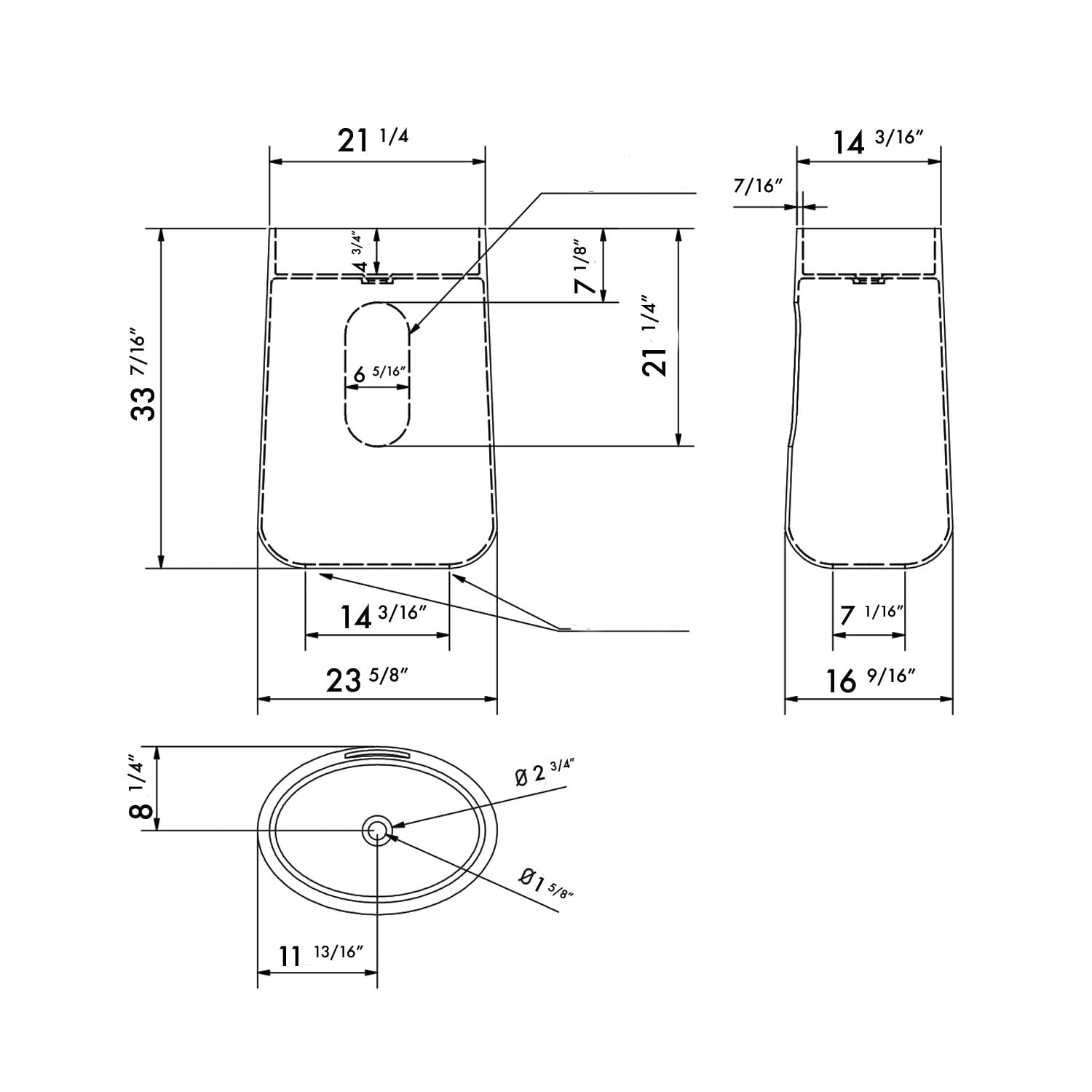 DAX ELIPSE collection matte finish pedestal sink