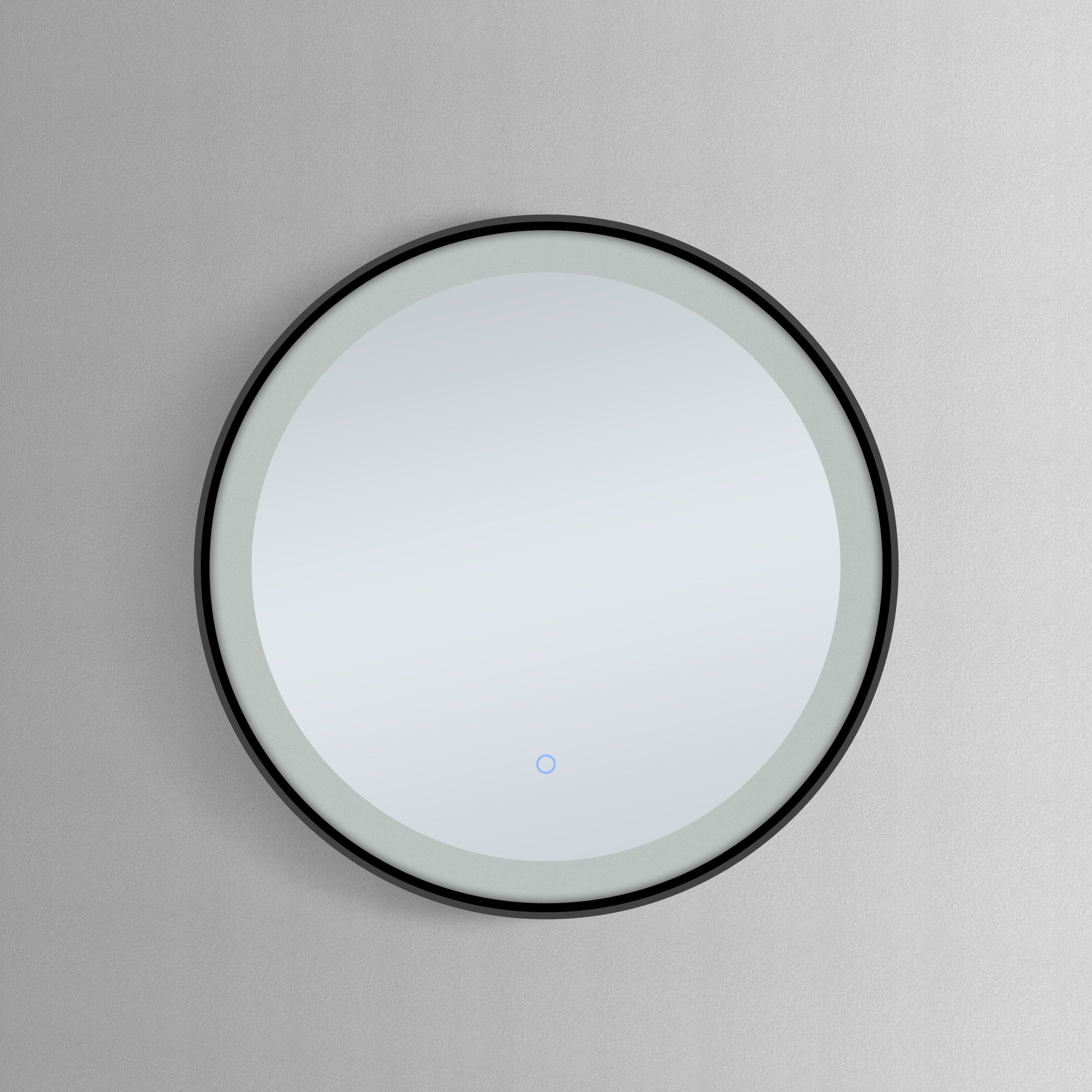 DAX Furore Round Bathroom LED Mirror Black Frame with Defogger