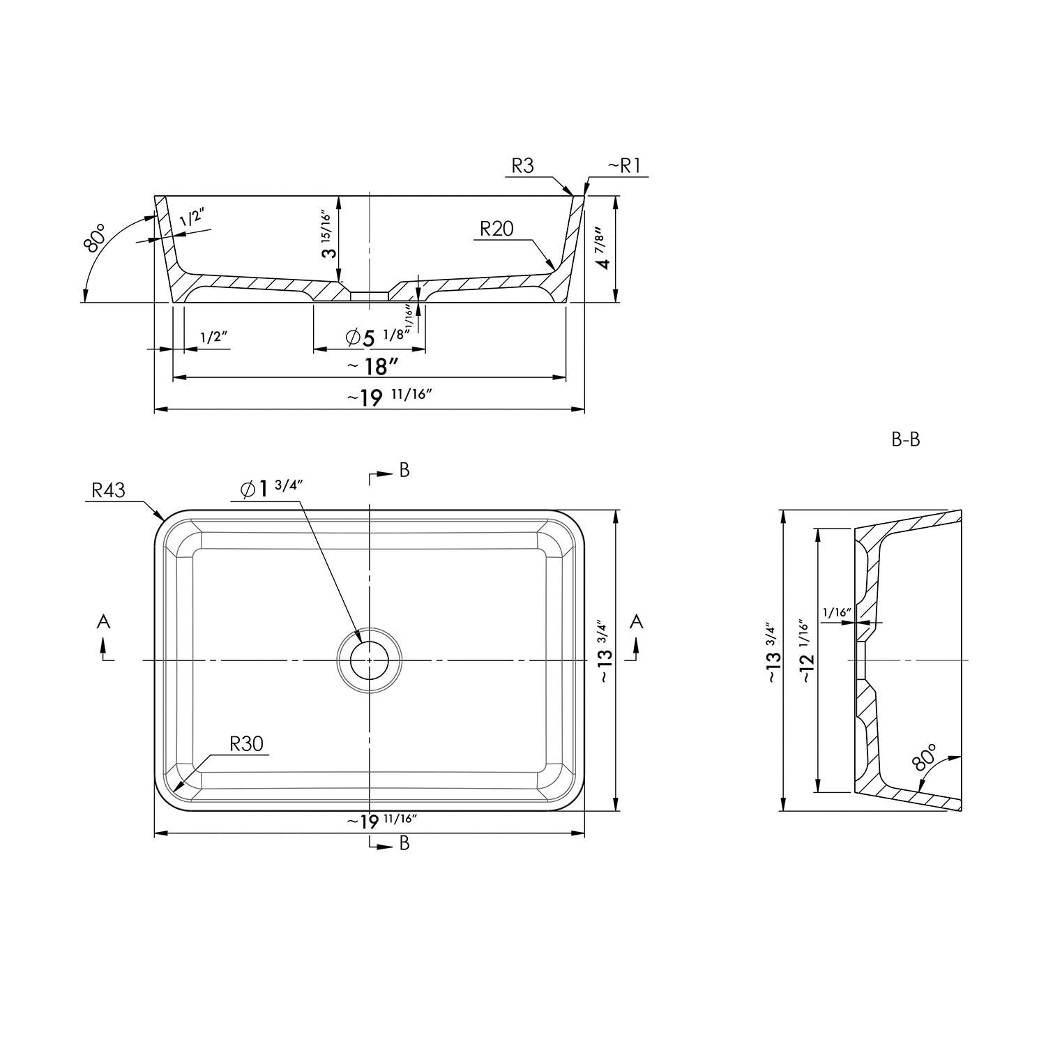 DAX Lotus Solid Surface Rectangle Vessel Basin (16" x 11")