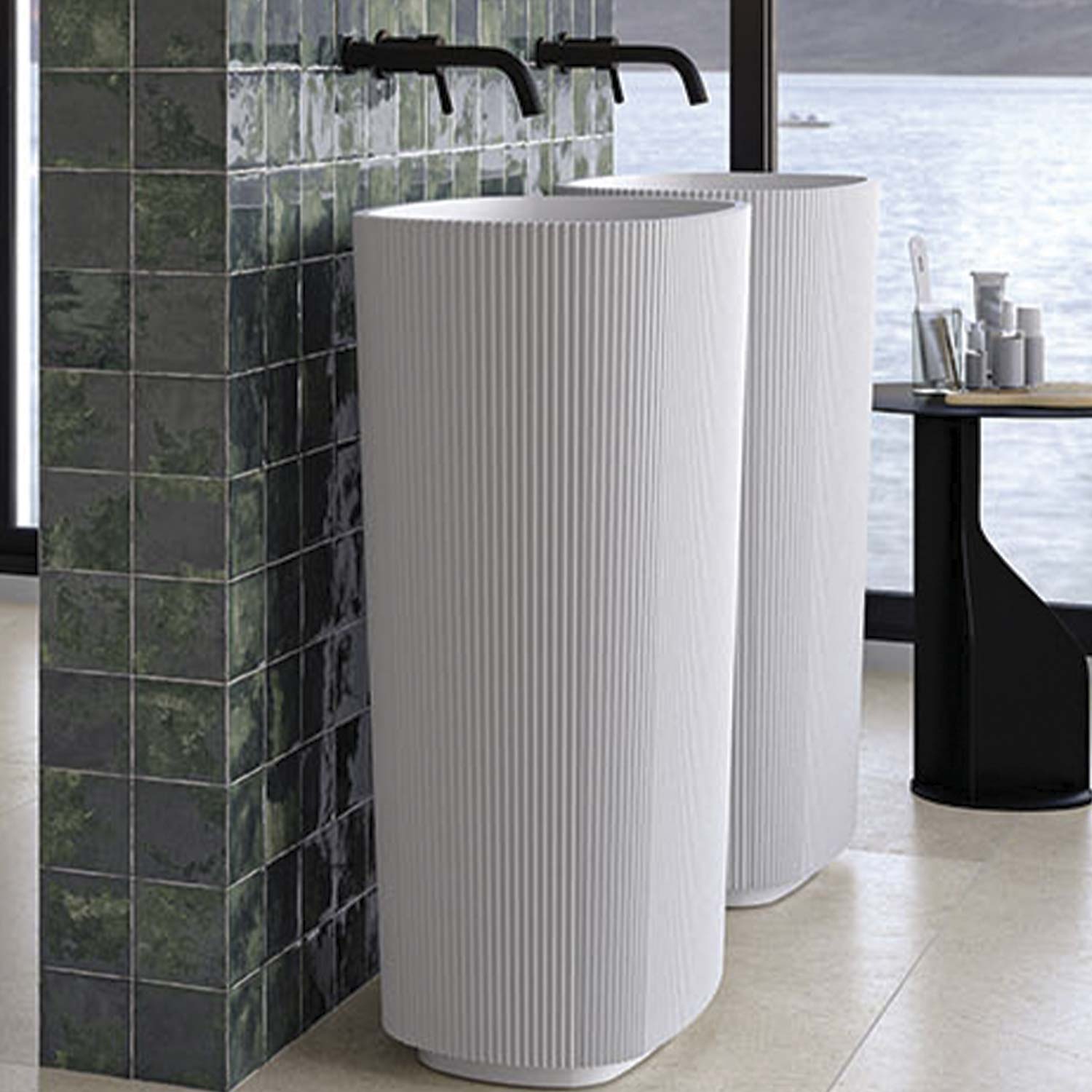 DAX OLYMPIA collection matte finish pedestal sink