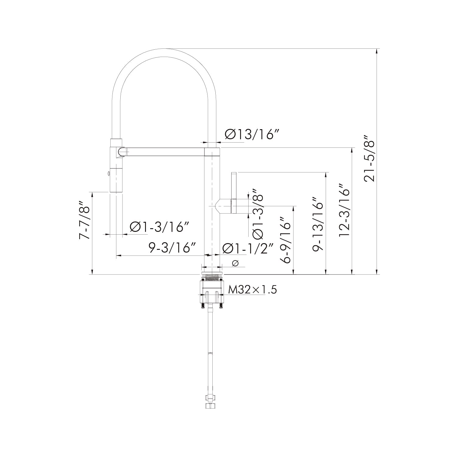 DAX Single Handle Pull Out Kitchen Faucet with Dual Sprayer, Brass Body and Shower Head, 9-3/16 x 21-5/8 Inches (DAX-S2417)