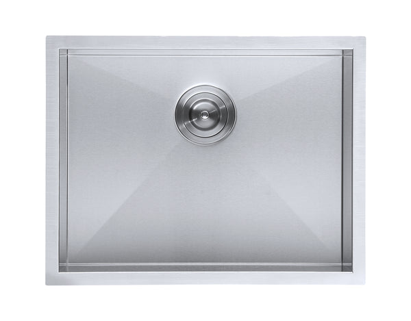DAX Handmade Single Bowl Undermount Kitchen Sink, 16 Gauge Stainless Steel, Brushed Finish, 23 x 18 x 10 Inches (DAX-SQ-2318)