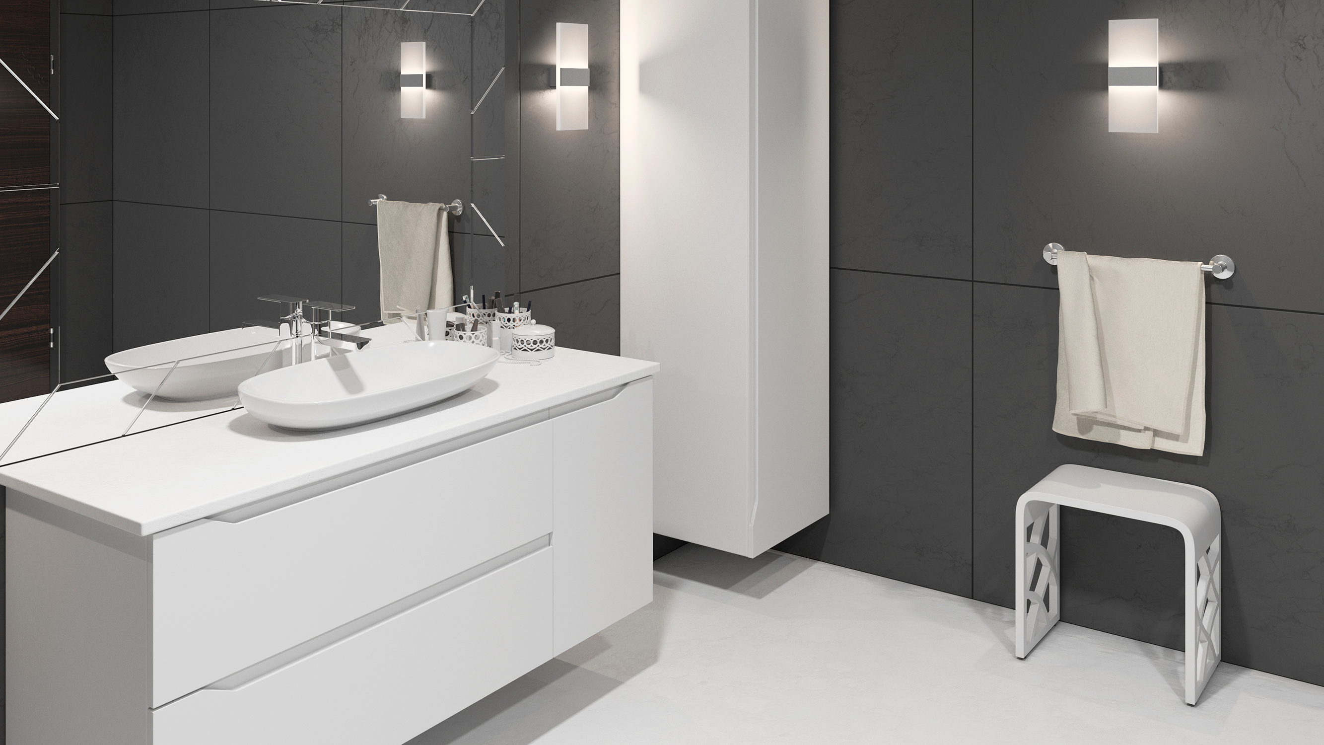 DAX Solid Surface Bathroom Stool - Matte Black (DAX-ST-05-B)