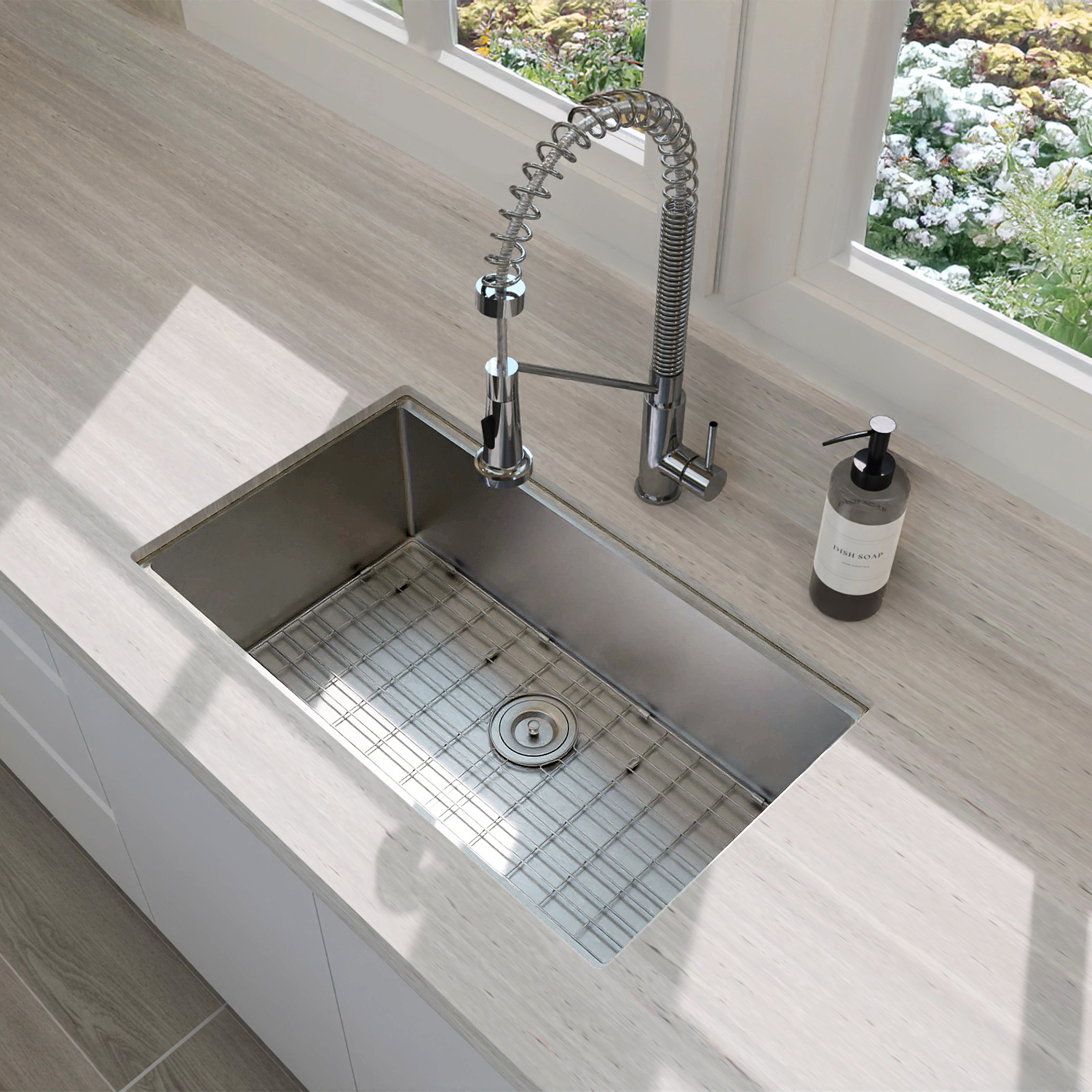 DAX Workstation Undermount Single Bowl Kitchen Sink - Handmade - Stainless Steel 304 -16 Gauge - Accessories Included (DAX-WS3219-R10)