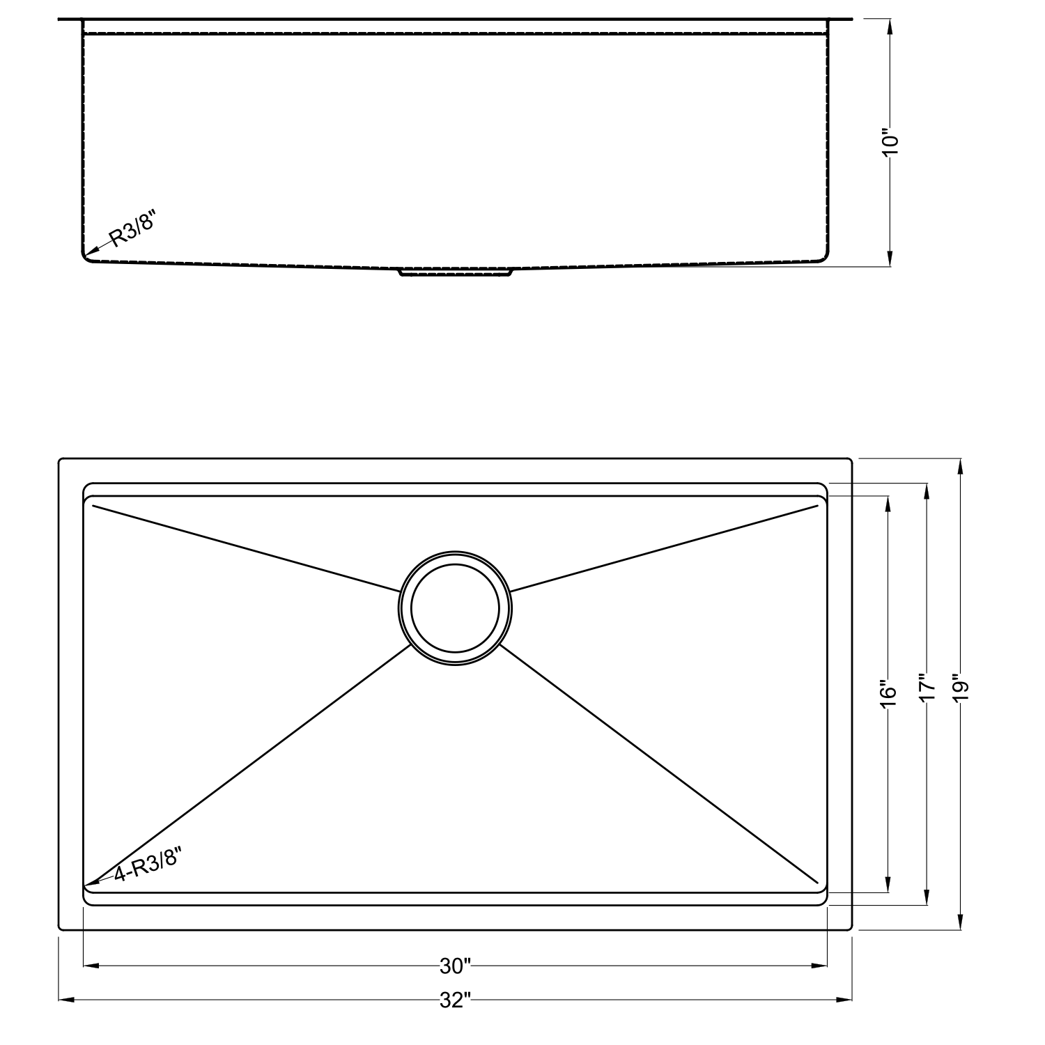 DAX Workstation Undermount Single Bowl Kitchen Sink - Handmade - Stainless Steel 304 -16 Gauge - Accessories Included (DAX-WS3219-R10)
