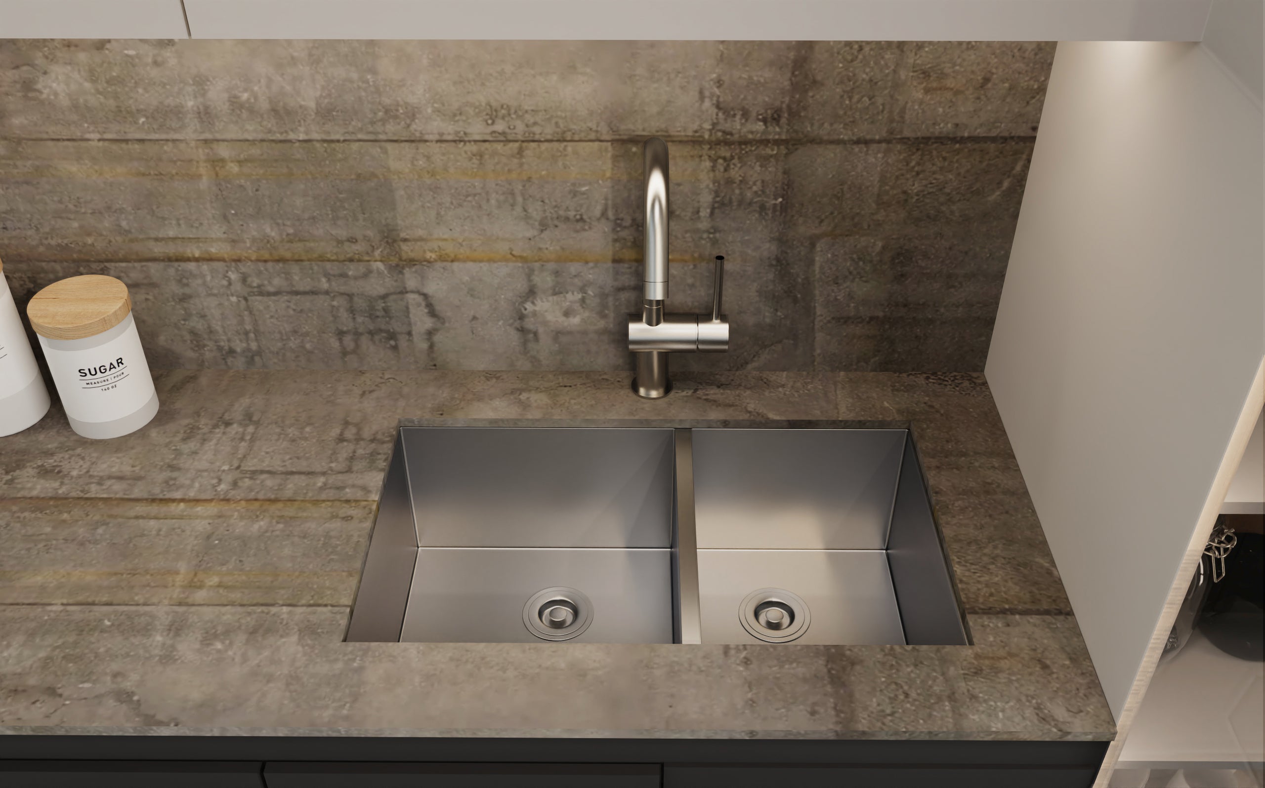 DAX Handmade 60/40 Double Bowl Undermount Kitchen Sink 32" x 19" - R0 - 18G. No Accessories Included