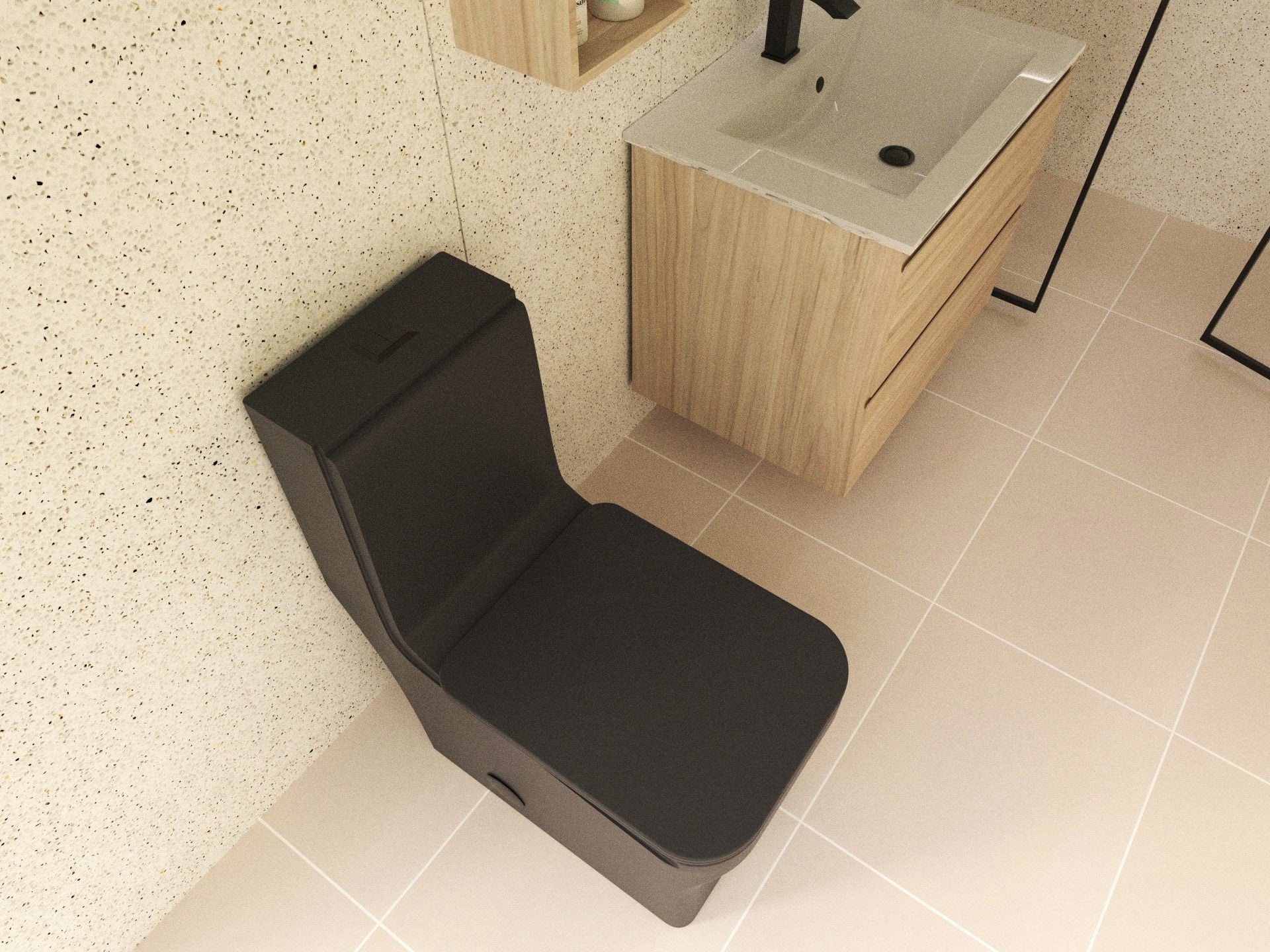 DAX One Piece Square Toilet with Soft Closing Seat and Dual Flush High-Efficiency, Porcelain, White Finish, Height 28-3/4 Inches (BSN-835)