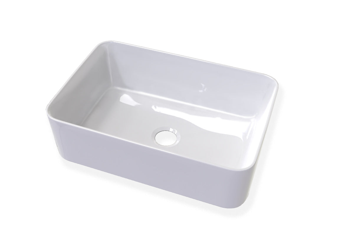 DAX Farmhouse Single Bowl Kitchen Sink, Fine Porcelain, White Finish, 30 x 20 x 10 Inches (DAX-C3020)