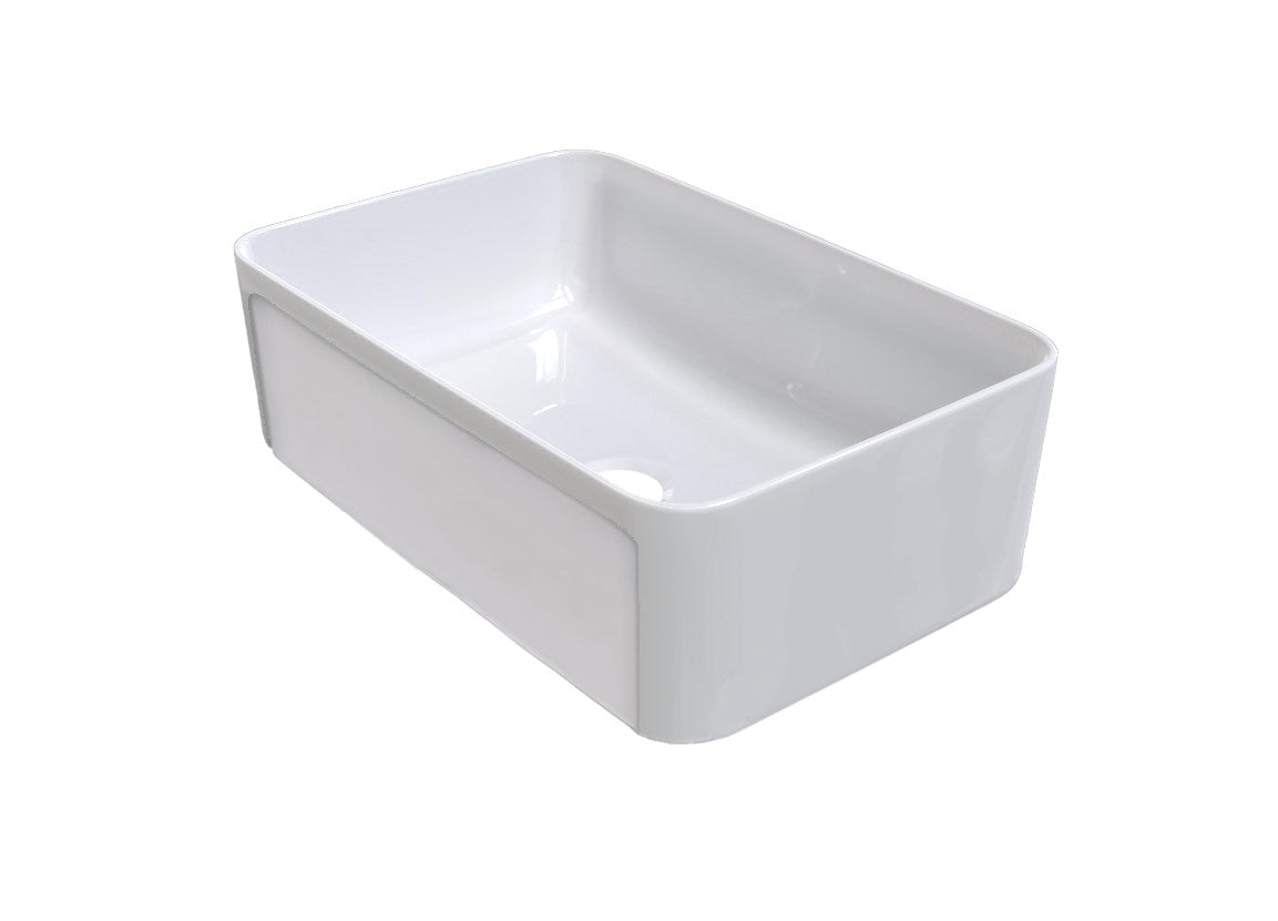 DAX Farmhouse Fregadero de cocina de un solo tazón, porcelana fina, acabado blanco, 30 x 20 x 10 pulgadas (DAX-C3020)