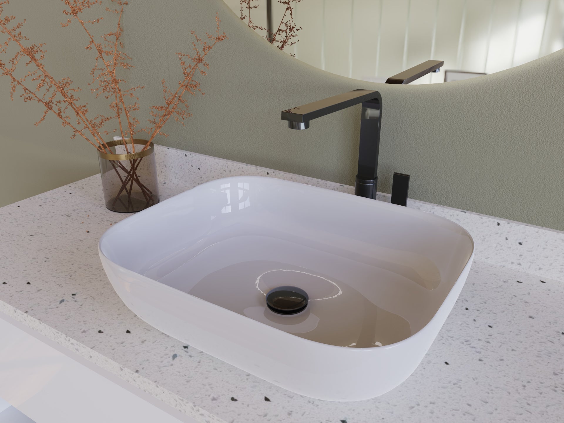 DAX Round Vanity Sink Pop up Drain, Brass Body, 2-5/8 x 8-5/8 Inches (DAX-82005)