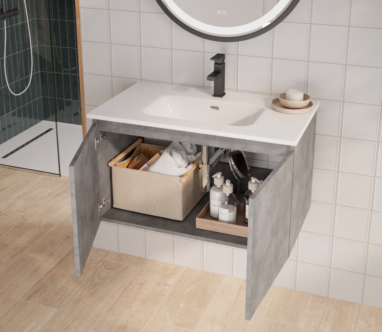 Malibu Bathroom Vanity Cabinet with Ceramic Basin Included