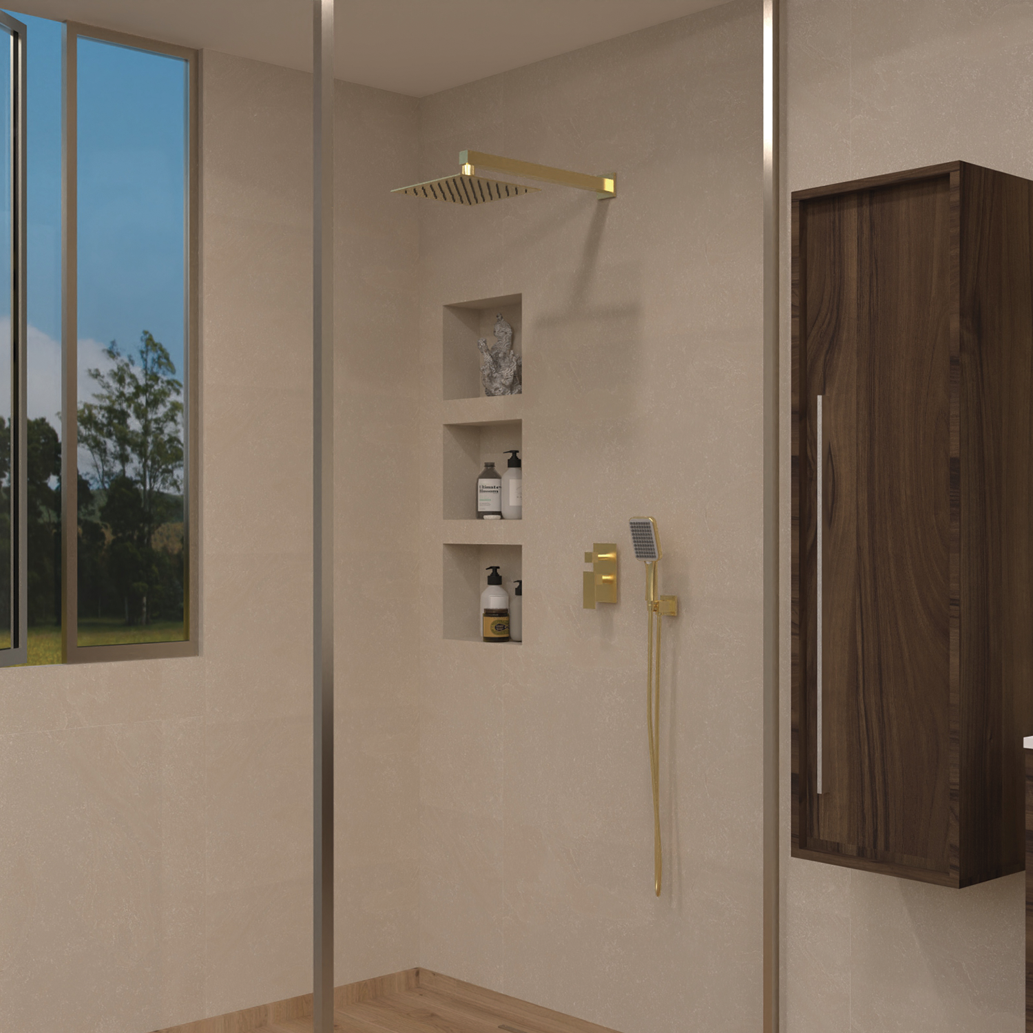 DAX Roma Square Shower System with Hand Shower