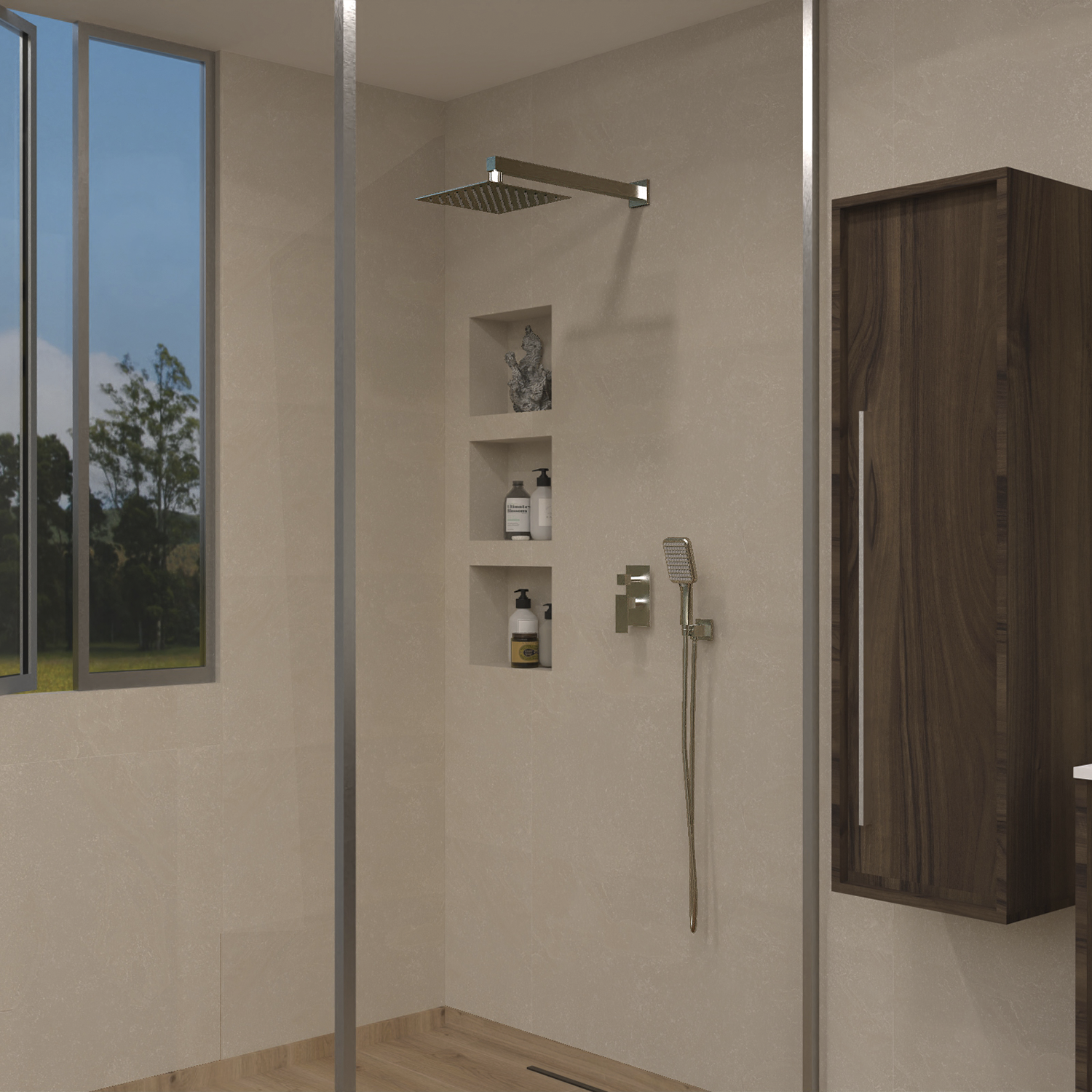 DAX Roma Square Shower System with Hand Shower