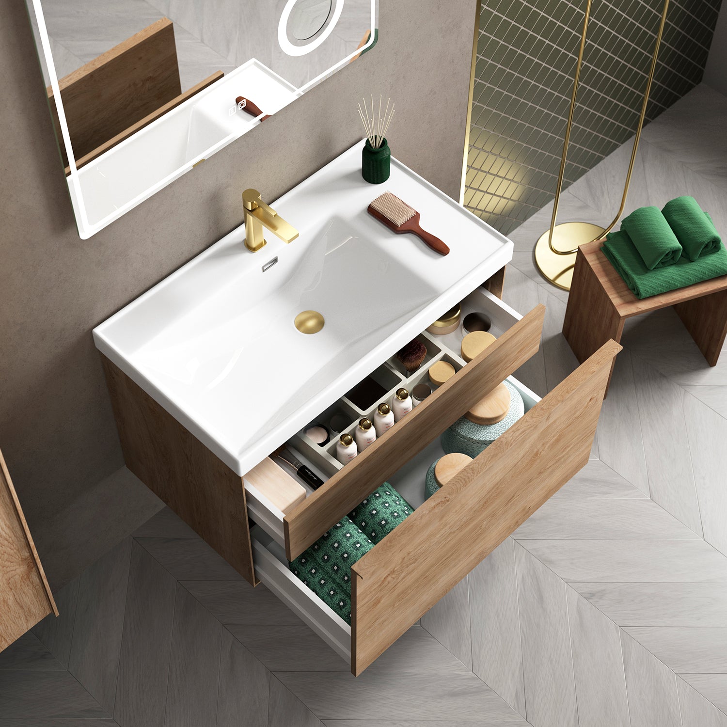 DAX Berlin Single Bathroom Vanity Cabinet with Onix Basin