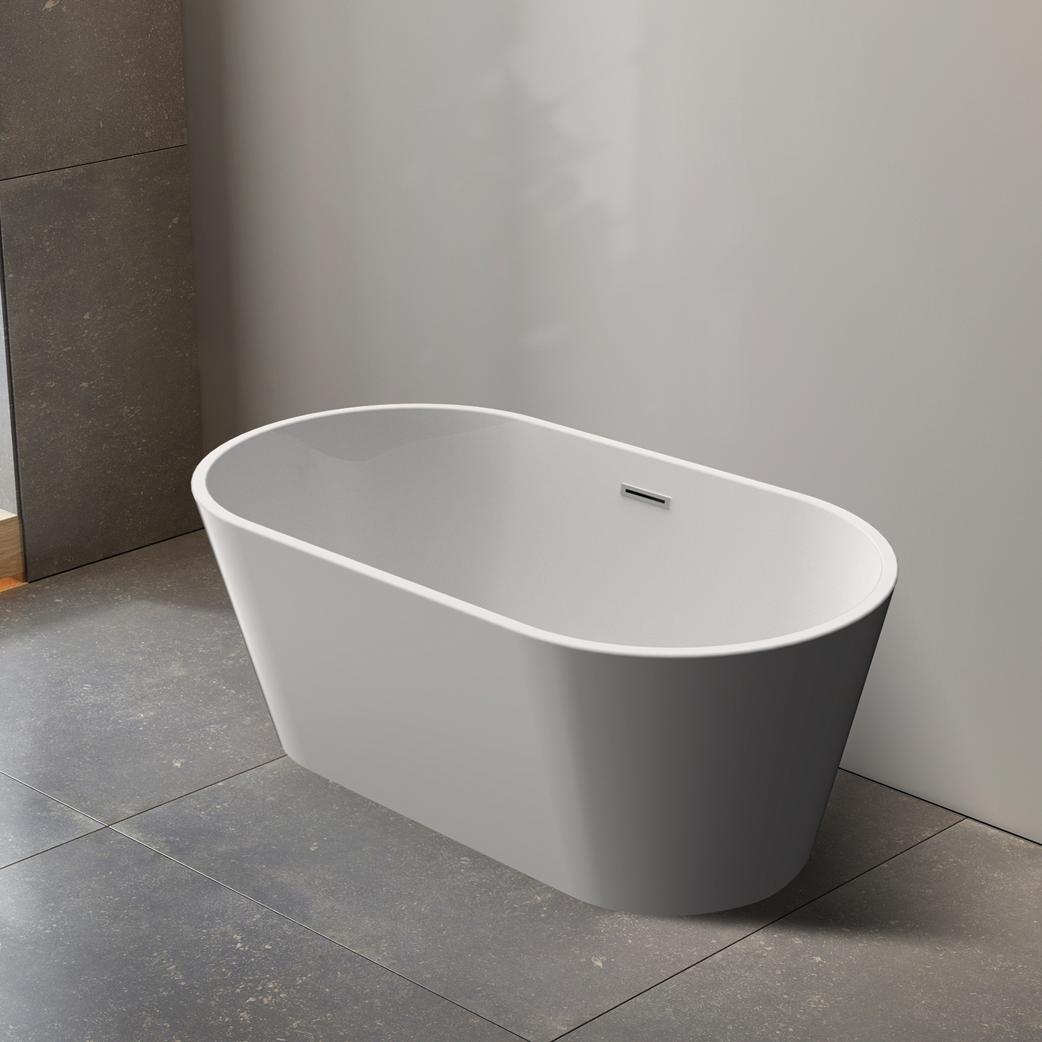 Bañera acrílica independiente ovalada DAX - Acabado en blanco brillante -59 pulgadas (BT-8365)