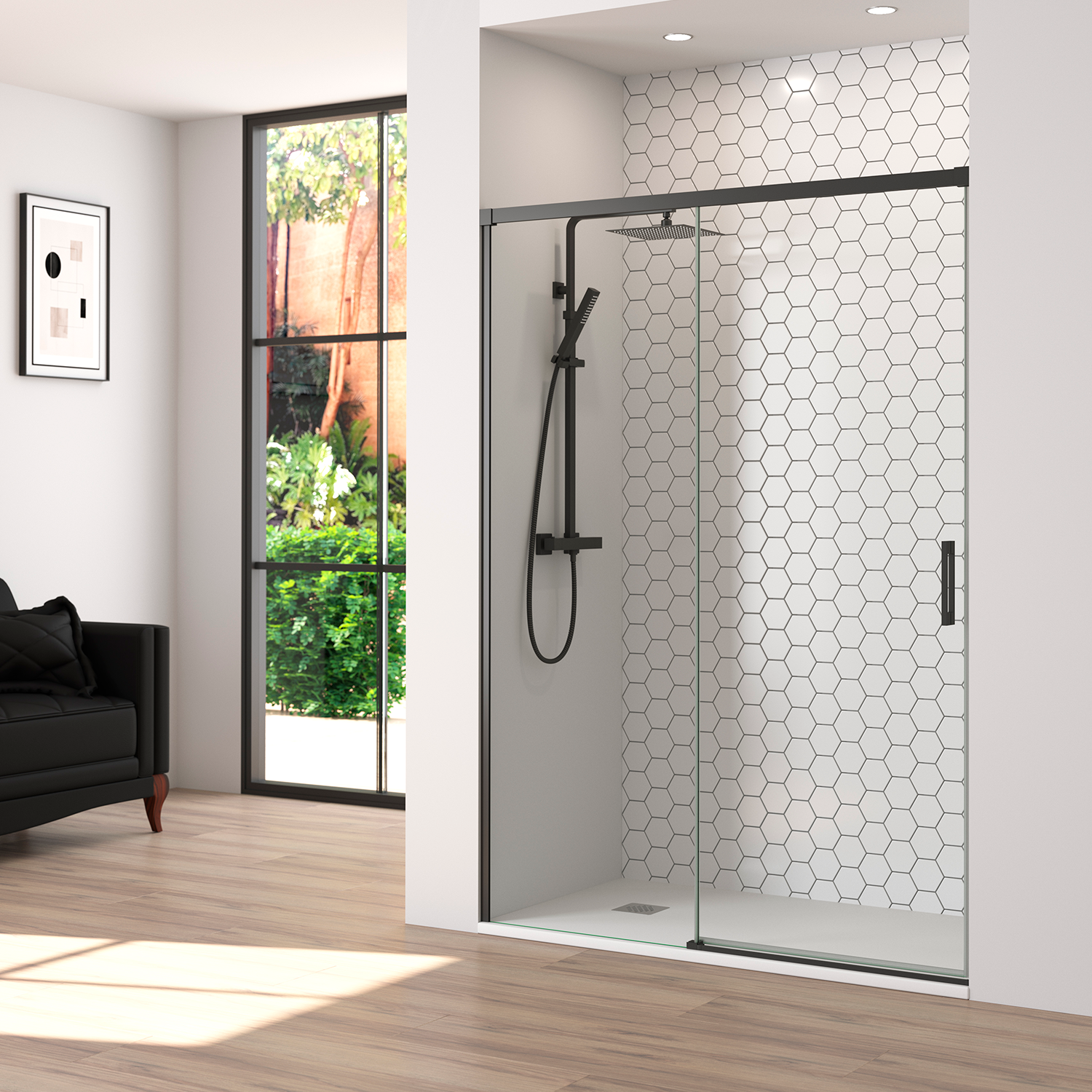 DAX Helsinki 58 to 60 in. W x 77 in. H Framed Sliding Shower Door 1/4 in. (6mm)