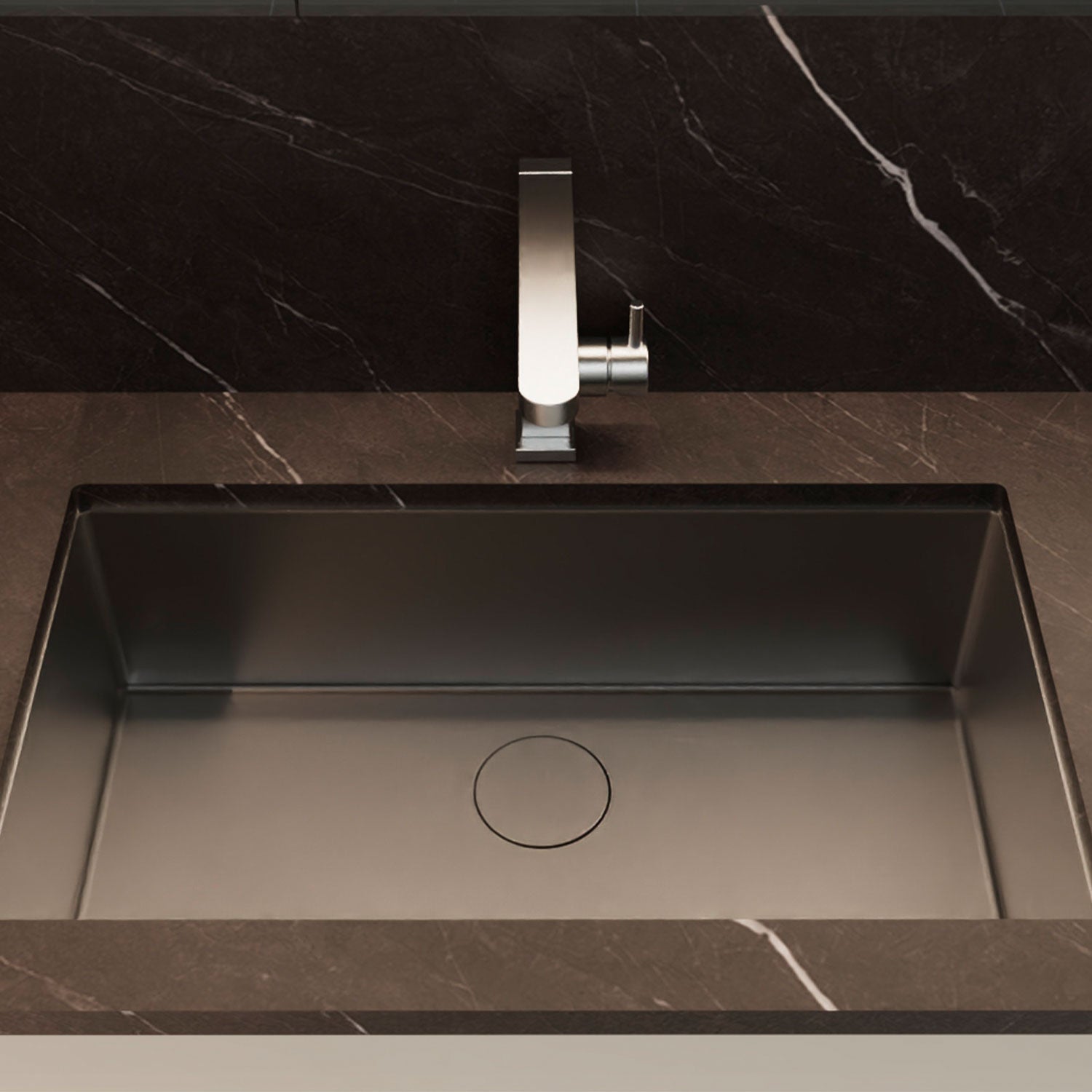 Fregadero de cocina DAX hecho a mano con nanómetro de una sola cubeta, acero inoxidable negro 304, accesorios incluidos (DAX-NB3018-R10)