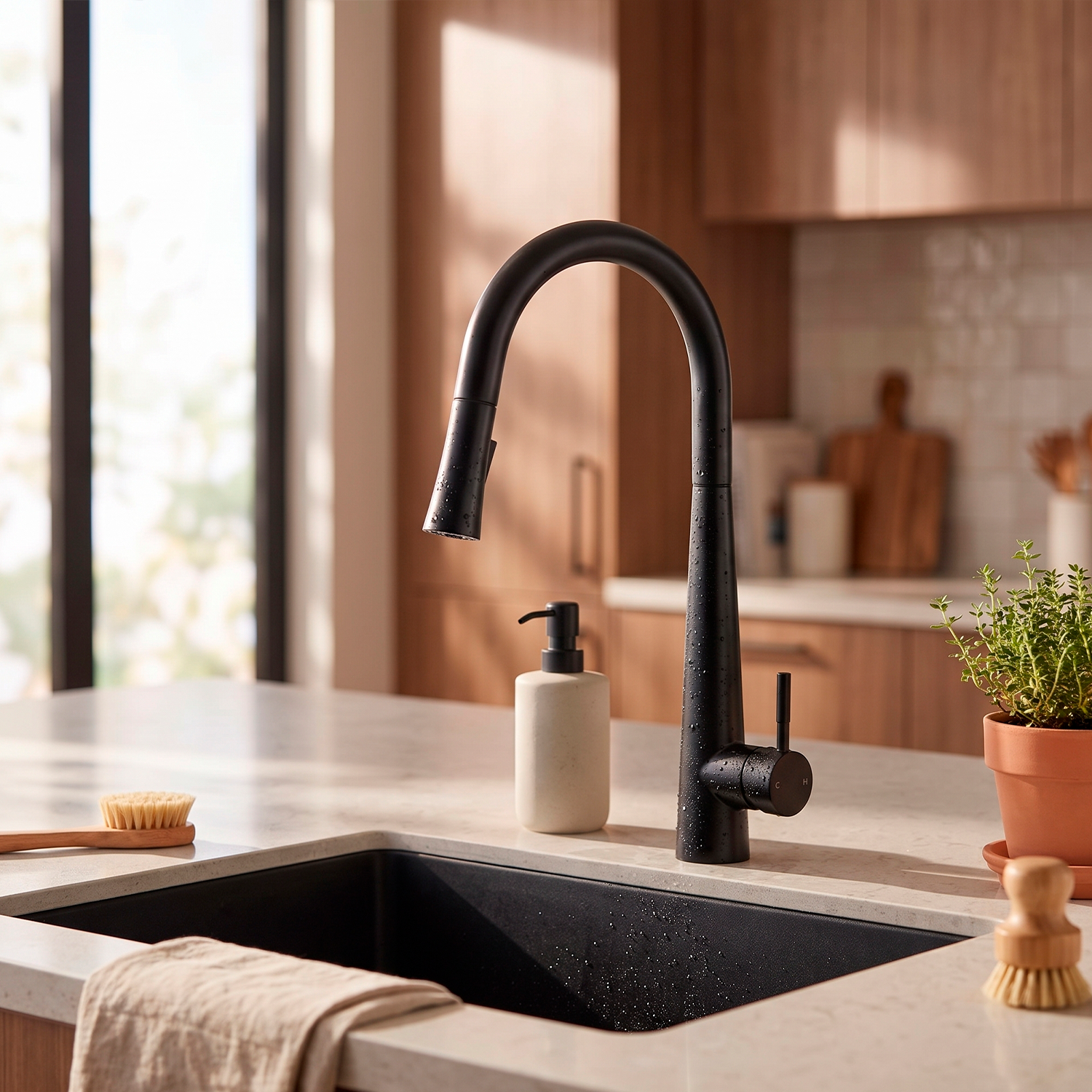 DAX Salerno Single Handle Pull Out Kitchen Faucet