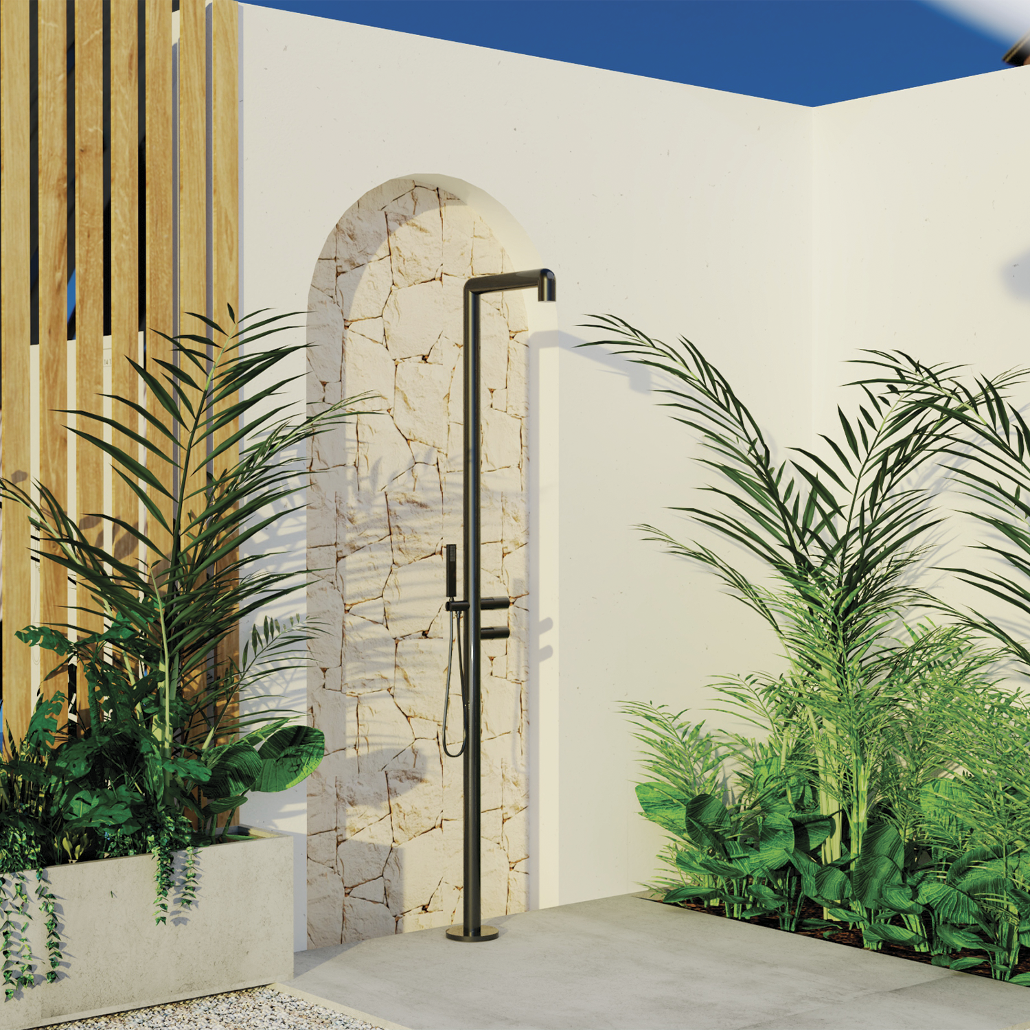 DAX Freestanding Outdoor Shower with Hand Shower and Stainless Steel Body (DAX-807271)