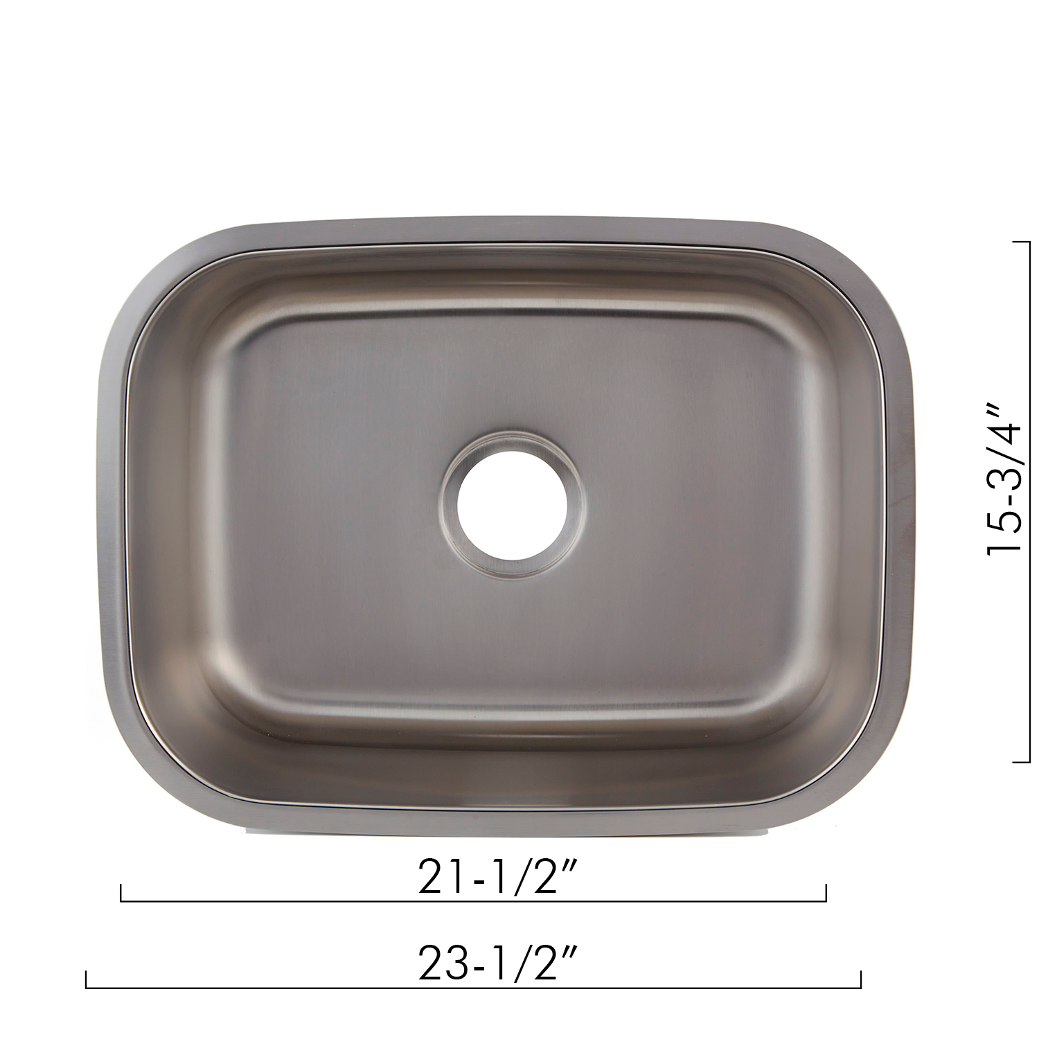 Fregadero de cocina DAX de un solo cuenco, acero inoxidable calibre 18, acabado cepillado, 23-1/2 x 17-3/4 x 9 pulgadas (DAX-2317)