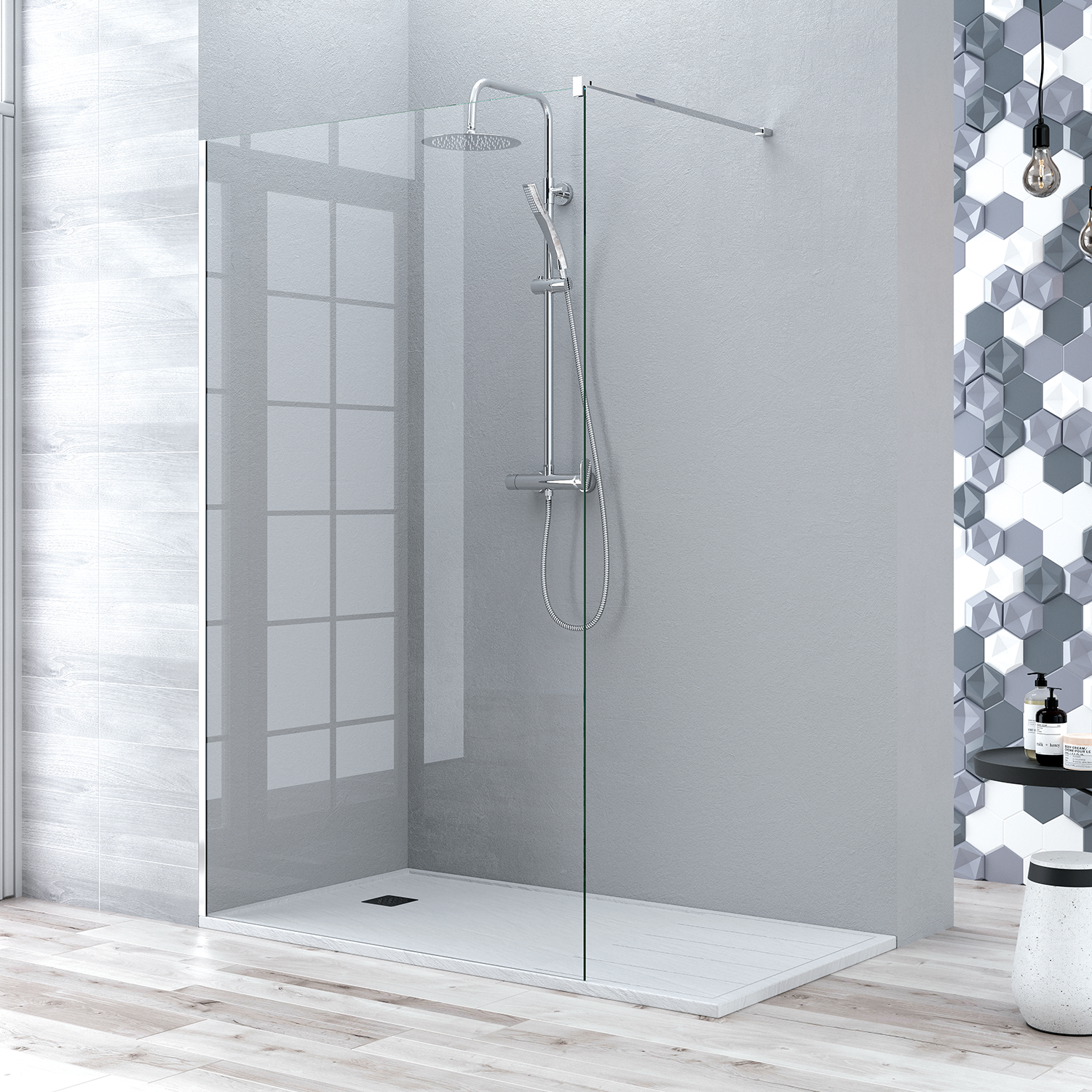 DAX Rio Fixed Shower Screen Door 1/3 in. (8mm)