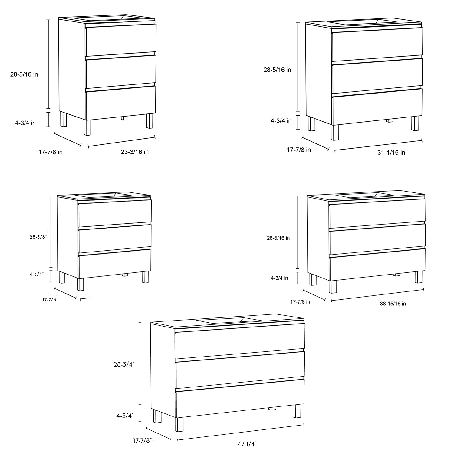 Bathroom Vanity Cabinet - Costa Collection by DAX - Basin Included